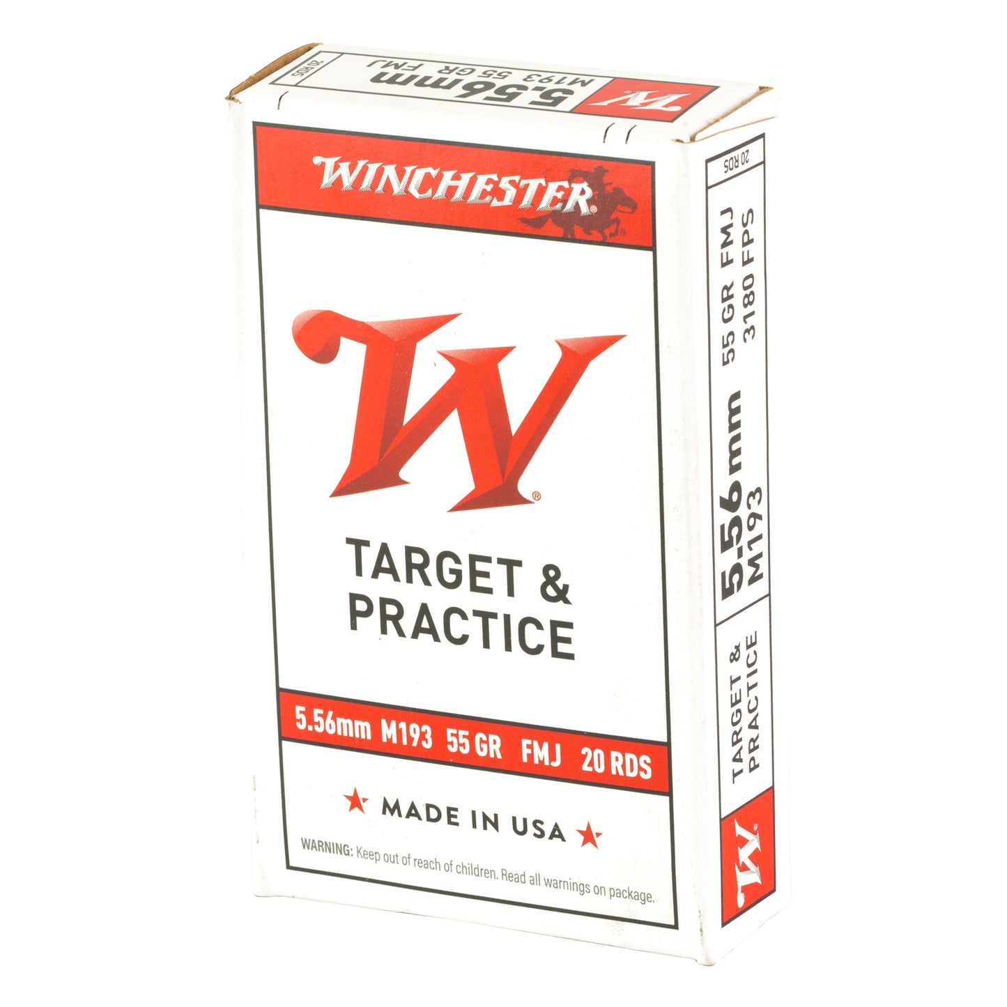 Winchester Ammunition, M193, 5.56NATO, 55 Grain | FMJ |  (20 Round Box)