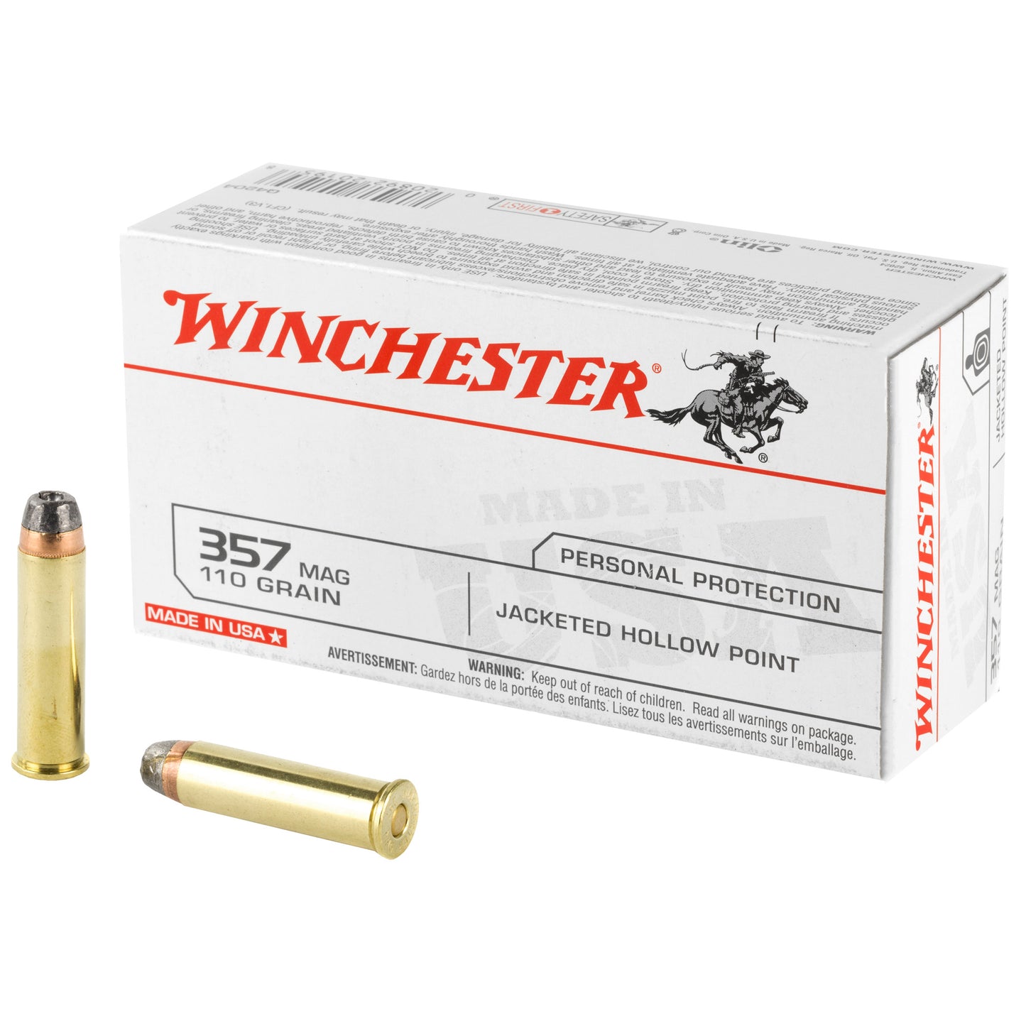 Winchester Ammunition, USA, 357 MAG, 110 Grain |JHP |  (50 Round Box)