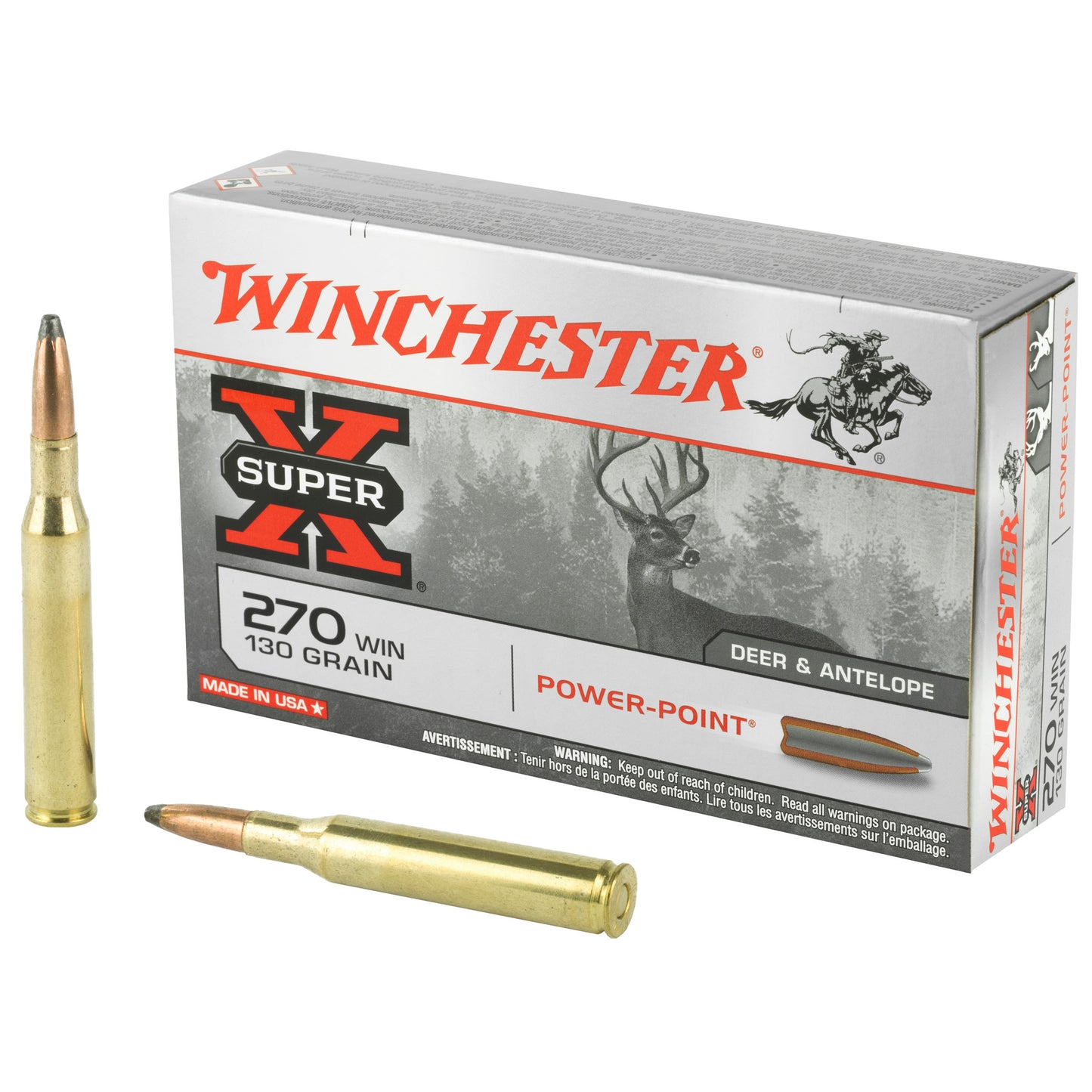 Winchester Ammunition, Super-X, 270WIN, 130 Grain | PSP |  (20 Round Box)