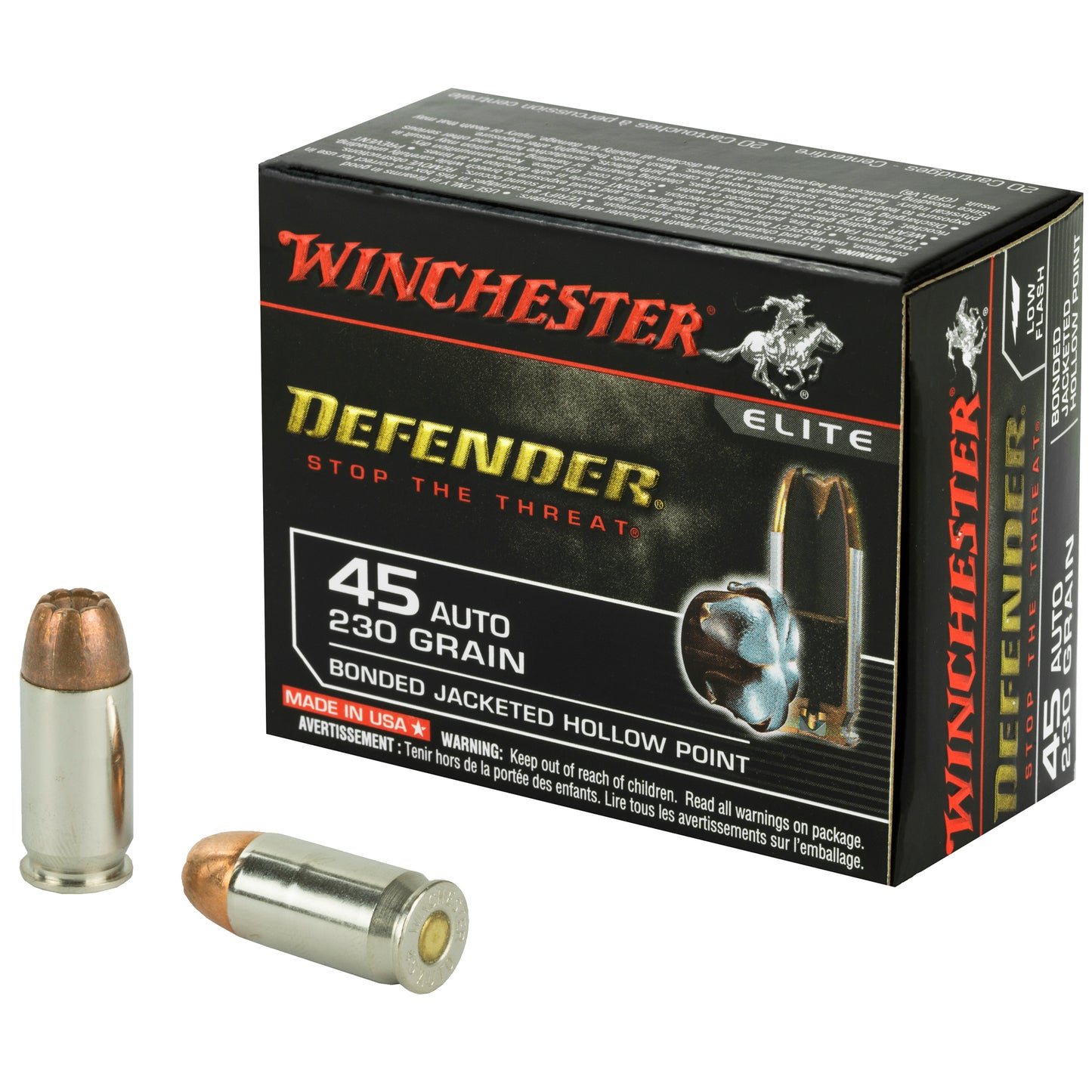 Winchester Ammunition, Defender, Supreme Elite, 45 ACP, 230 Grain | PDX1 |  (20 Round Box)