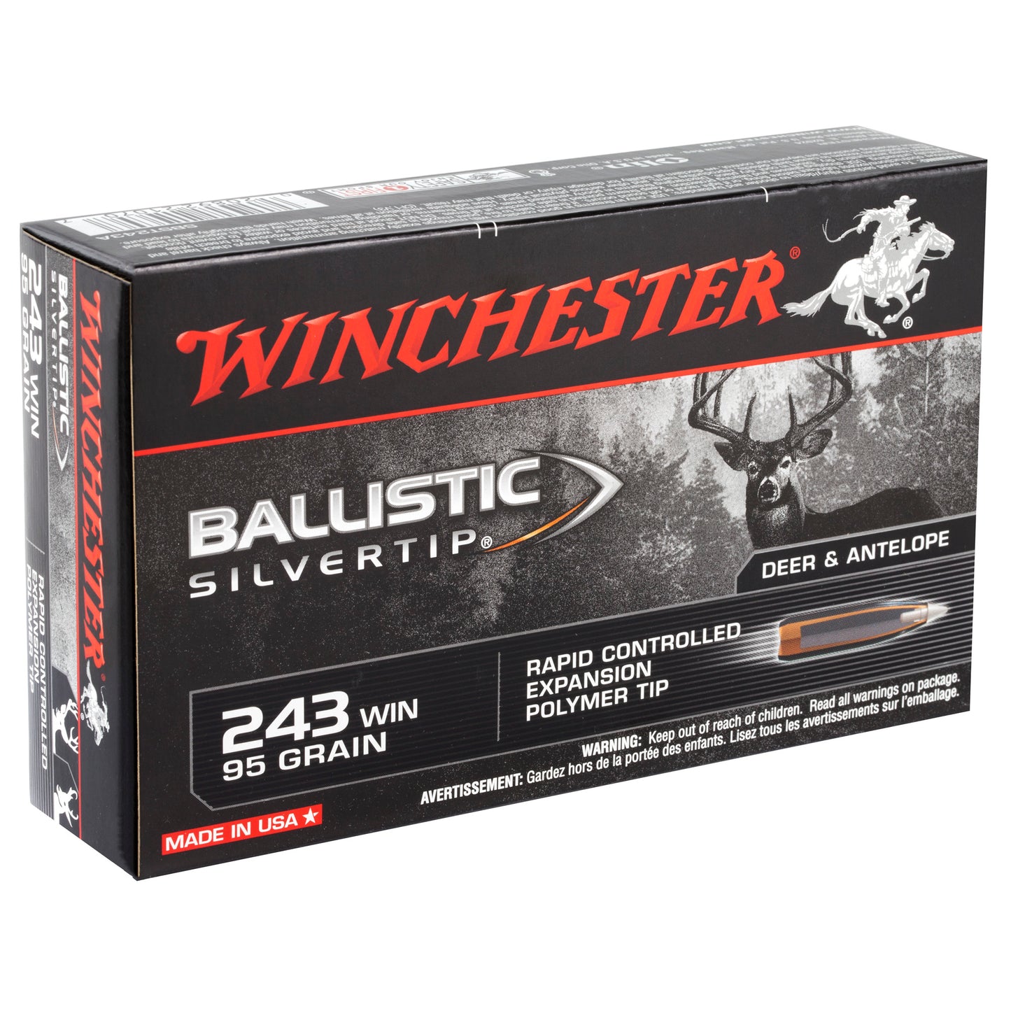 Winchester Ammunition, Supreme, 243WIN, 95 Grain, Supreme Ballistic Silvertip  (20 Round Box)