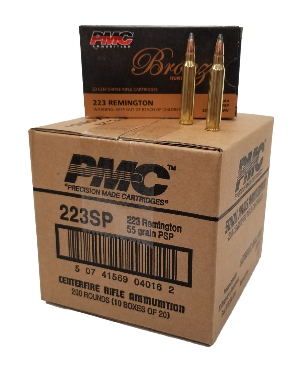 PMC Bronze .223 Remington Rifle Ammo - 55 Grain | SP-200rd Cube