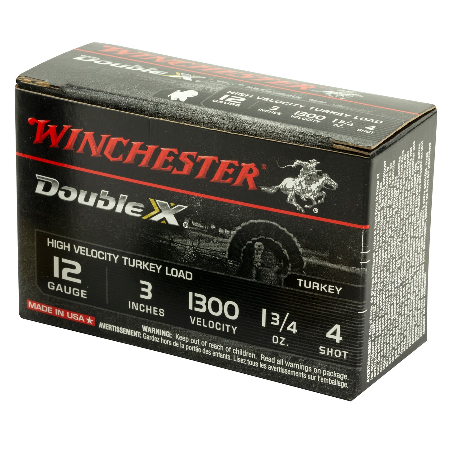 Winchester Ammunition, Double X High Velocity, Turkey, 12 Gauge, 3", #4, 1.75oz   (10 Round Box)