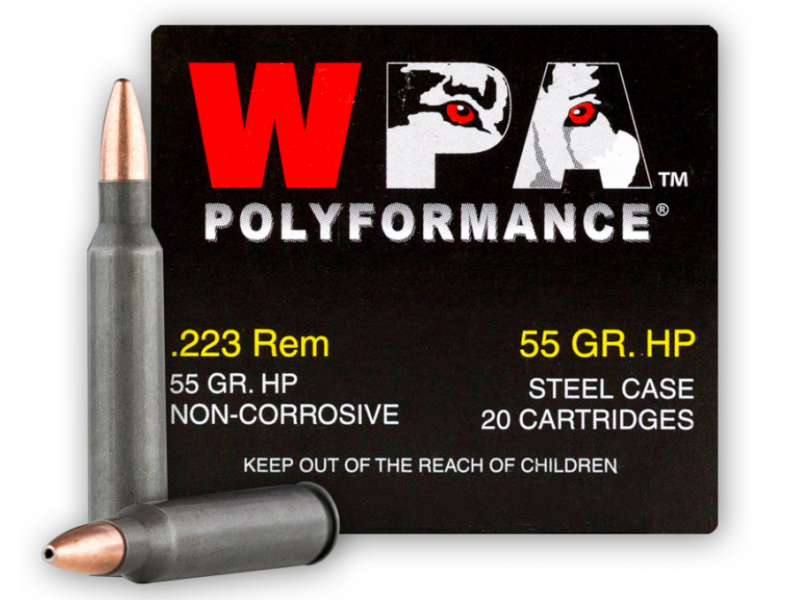 Wolf Steel Case .223 Remington Rifle Ammo - 55 Grain | HP | 500rd Case