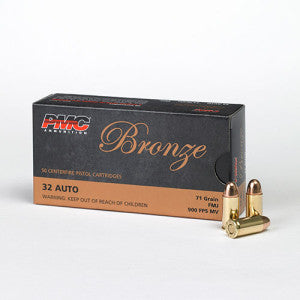 PMC Bronze  .32 ACP Handgun Ammo - 71 Grain | FMJ (50 Round Box)