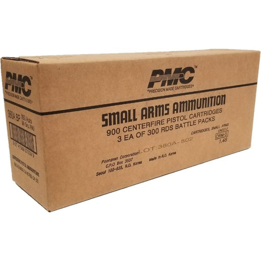 PMC Bronze Battle Pack .380 Auto ACP Handgun Ammo - 90 Grain | FMJ (900 Round Case)