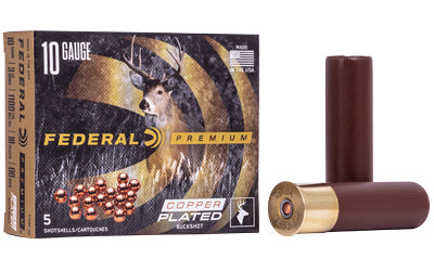 Federal, Copper Plated Buckshot, 10 Gauge 3.5", 00 Buck, 2 1/4oz  (5 Round Box)