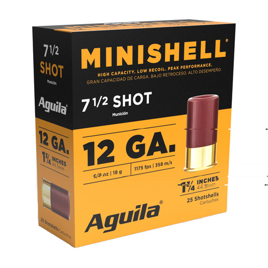 Aguila Ammunition, Minishell, 12 Gauge, 1.75", #7.5 Shot Size, Shotshell  (25 Round Box)