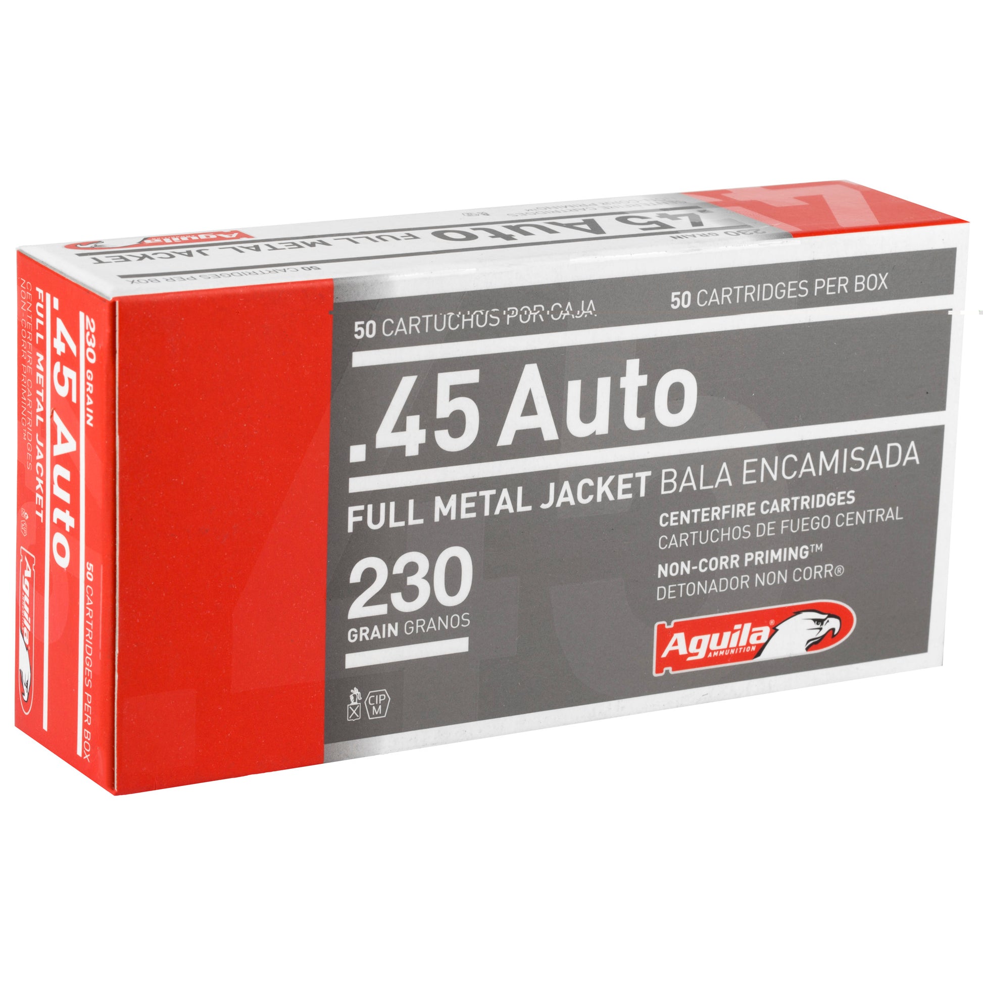 Aguila, .45 Auto, Automatic Colt Pistol, ACP, 230 Grain | Full Metal Jacket, FMJ | 50 Rounds per Box