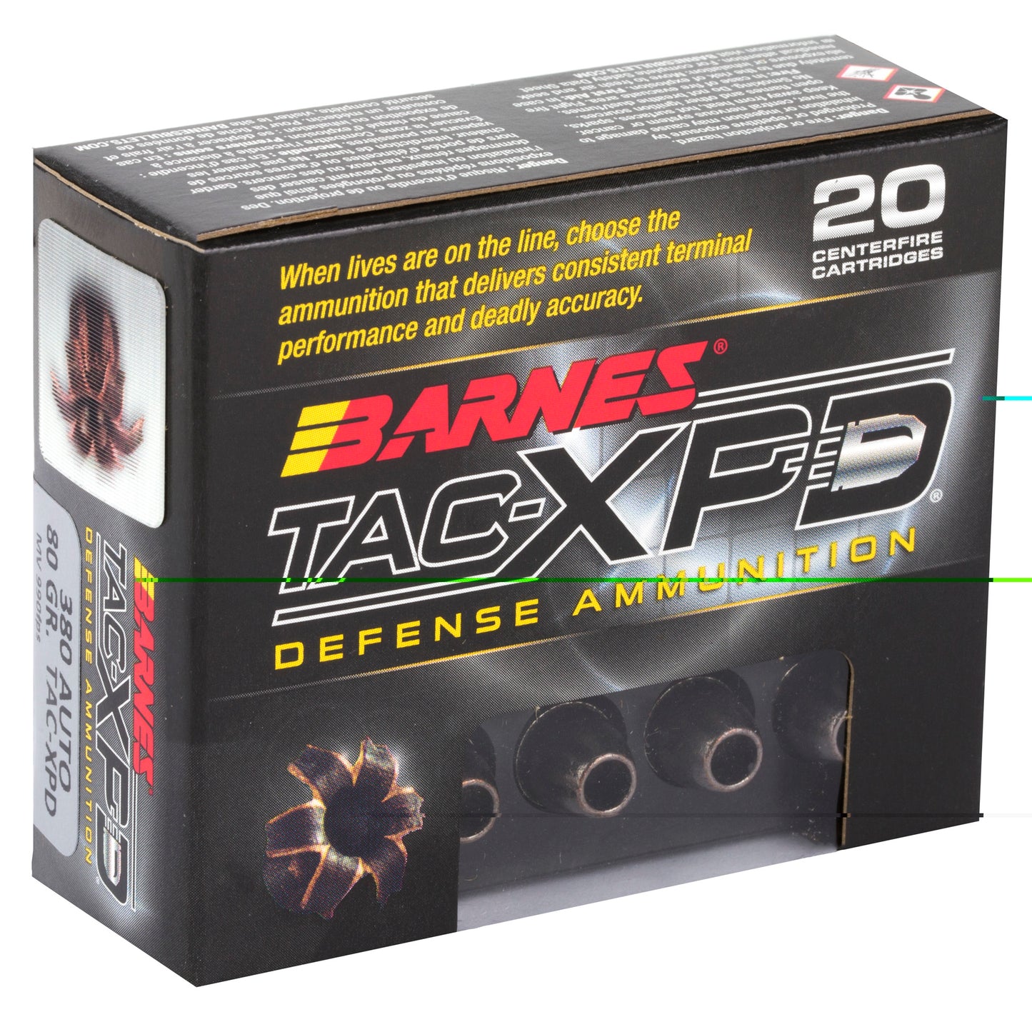 Barnes, TAC-XPD, 380ACP, 80 Grain, TAC-XP | HP | Lead Free  (20 Round Box)