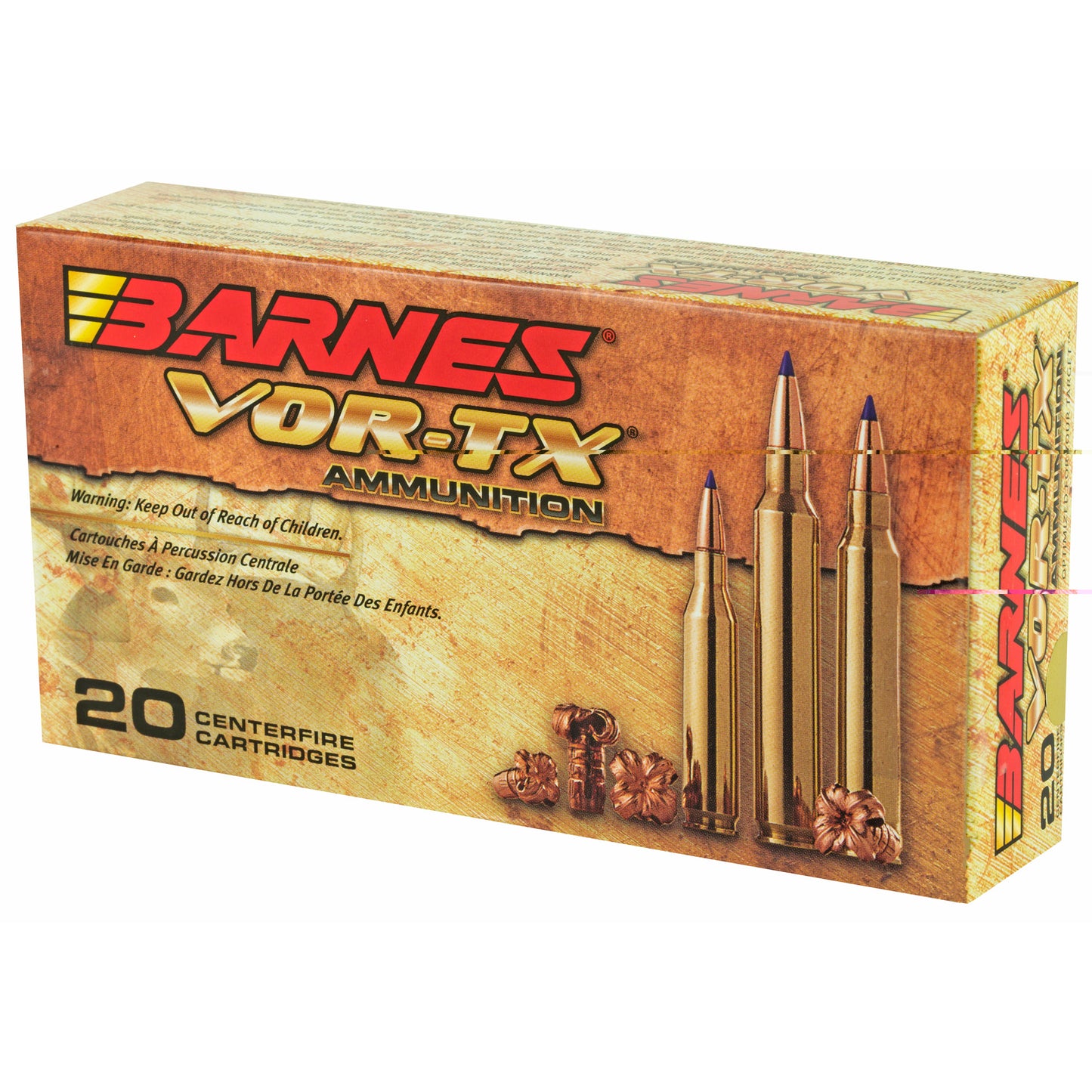 Barnes, VOR-TX, 308WIN, 168 Grain, Tipped Triple Shock X, Boat Tail, Lead Free, 20 Round Box