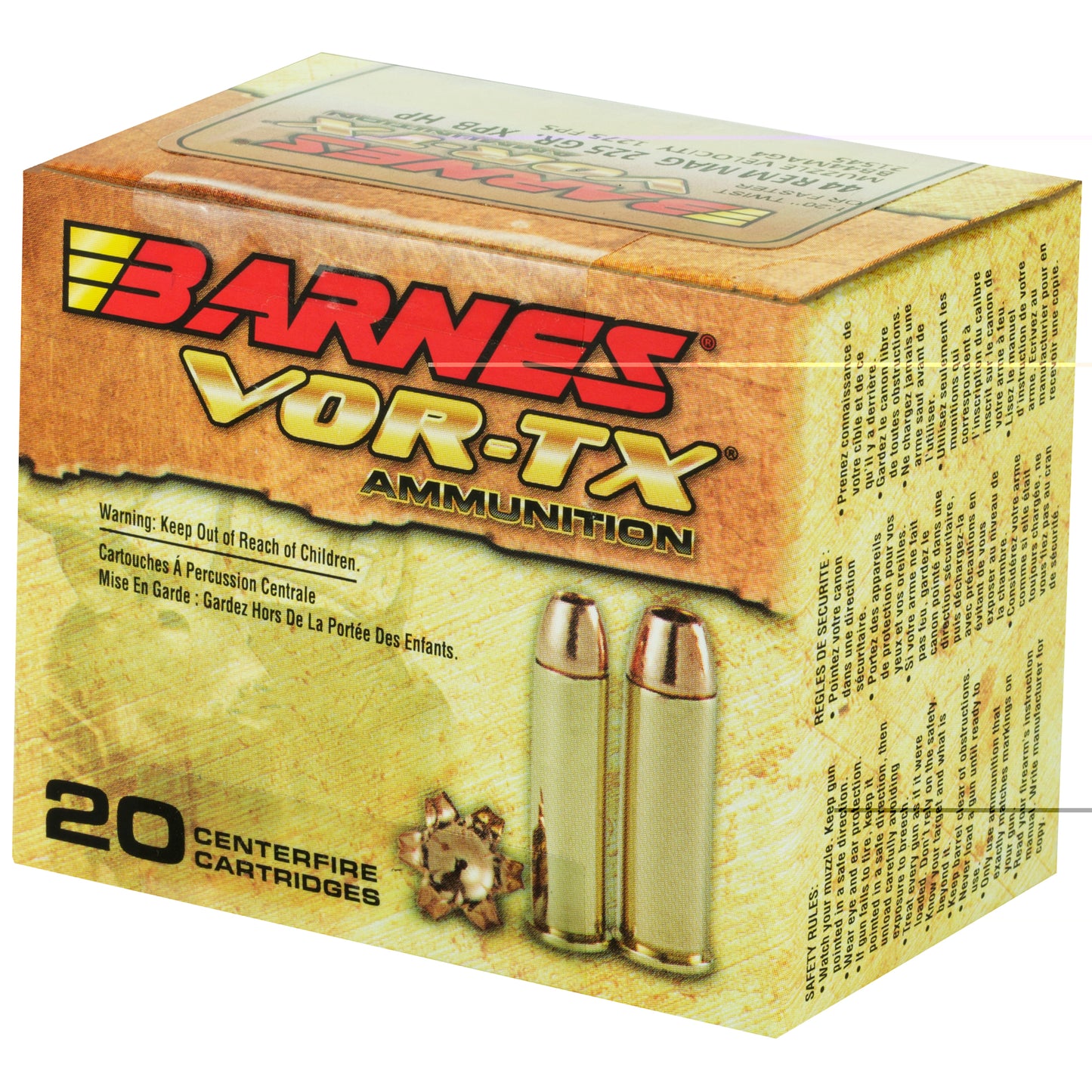 Barnes, VOR-TX, 44 Mag, 225 Grain | XPB |  (20 Round Box)