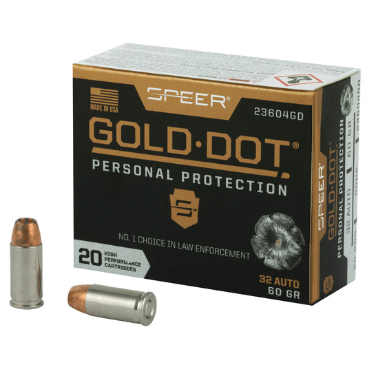 Speer Gold Dot, Personal Protection, 32ACP, 60 Grain | Hollow Point |  (20 Round Box)