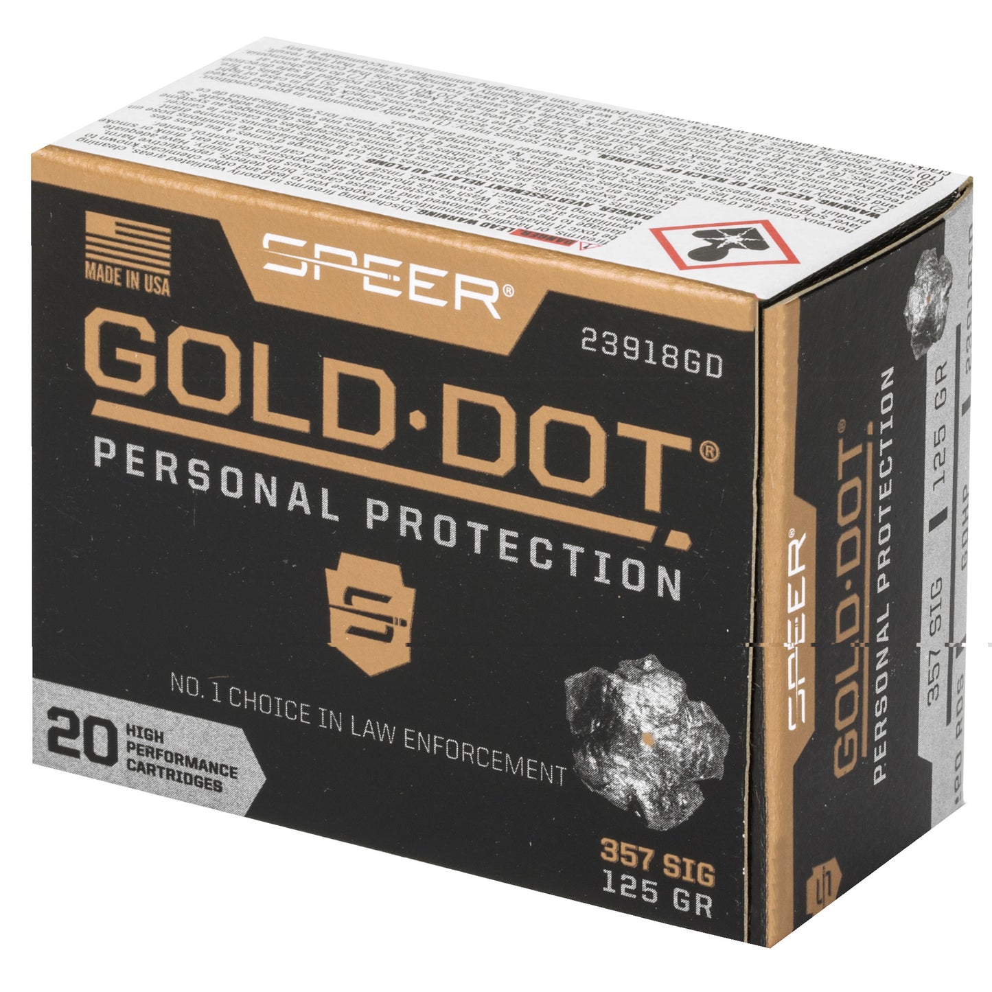 Speer Gold Dot 357sig 125gr Hollow Point (20 round Pack)