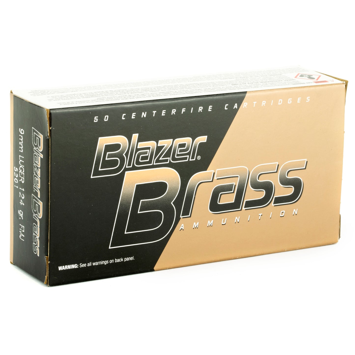 Blazer Ammunition, Blazer Brass, 9MM, 124 Grain, Full Metal Jacket, 50 Round Box