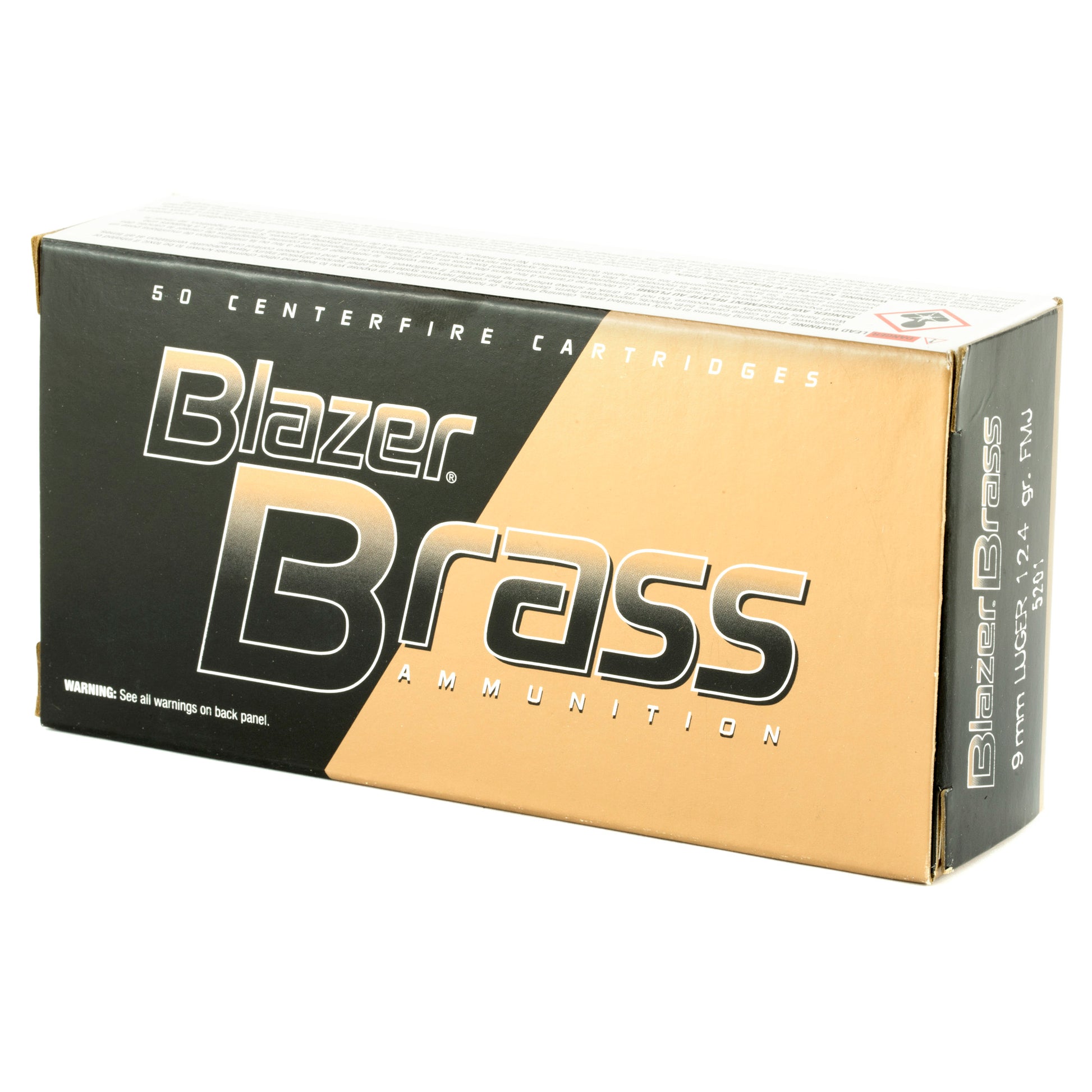 Blazer Ammunition, Blazer Brass, 9MM, 124 Grain, Full Metal Jacket, 50 Round Box