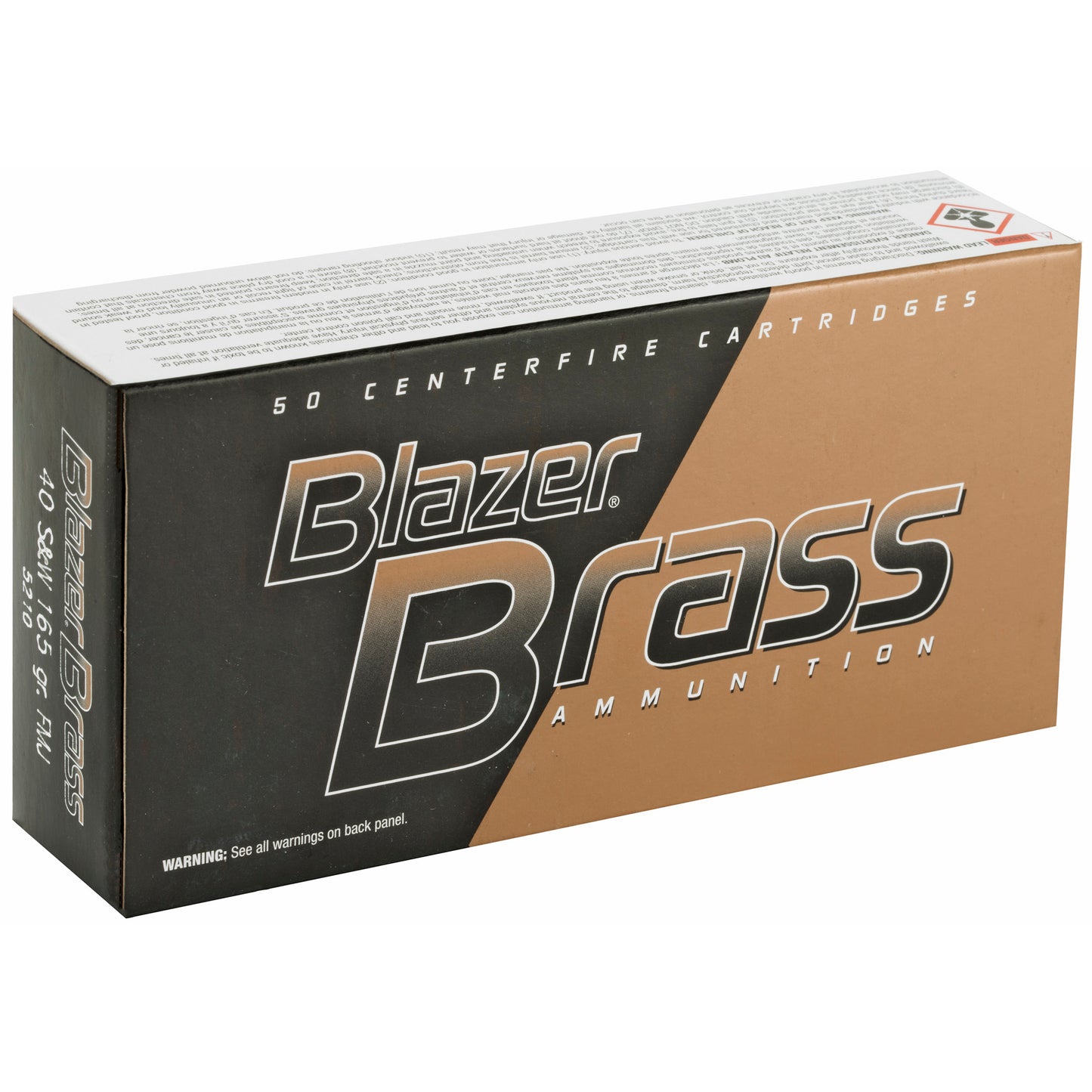 Blazer Ammunition, Blazer Brass, 40 S&W, 165 Grain | FMJ |  (50 Round Box)