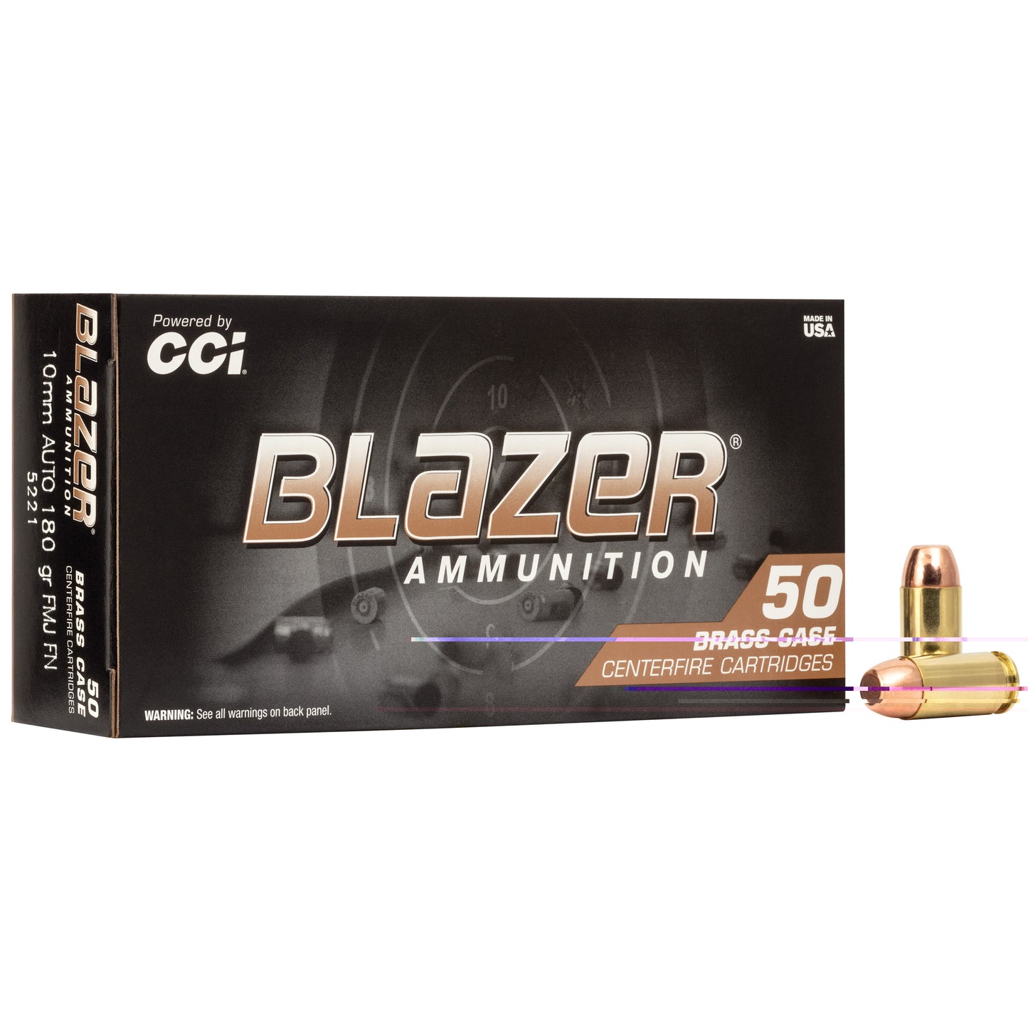 Blazer Ammunition, Blazer Brass, 10MM, 180 Grain, Full Metal Jacket  (50 Round Box)