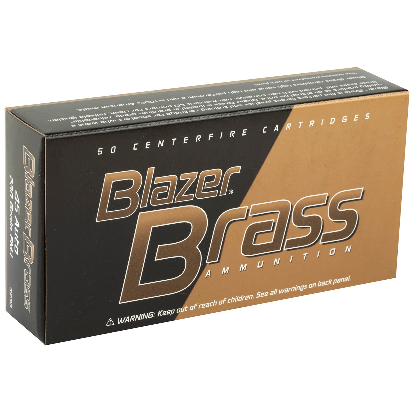 CCI, Blazer Brass Ammunition, .45 Auto, 230 Grain | Full Metal Jacket, FMJ | 50 Rounds per Box 