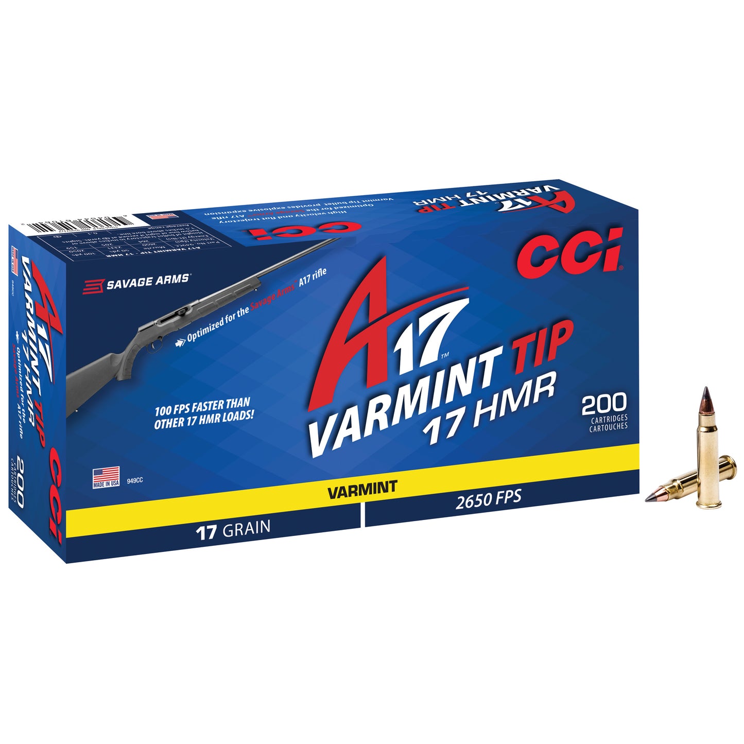 CCI Ammunition, A17, 17HMR, 17 Grain, V-Max  (200 Round Box)