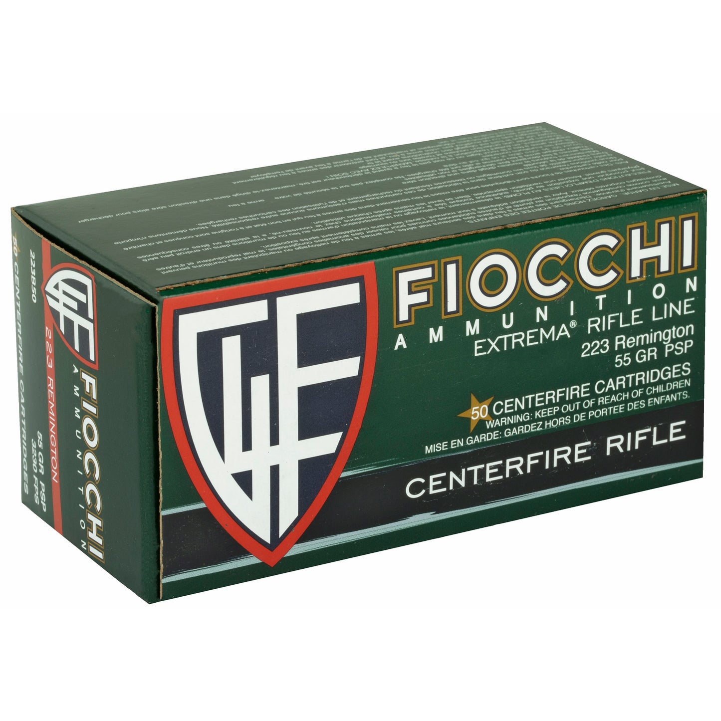 Fiocchi Ammunition, Rifle, .223 Remington, 55 Grain | PSP |  (50 Round Box)