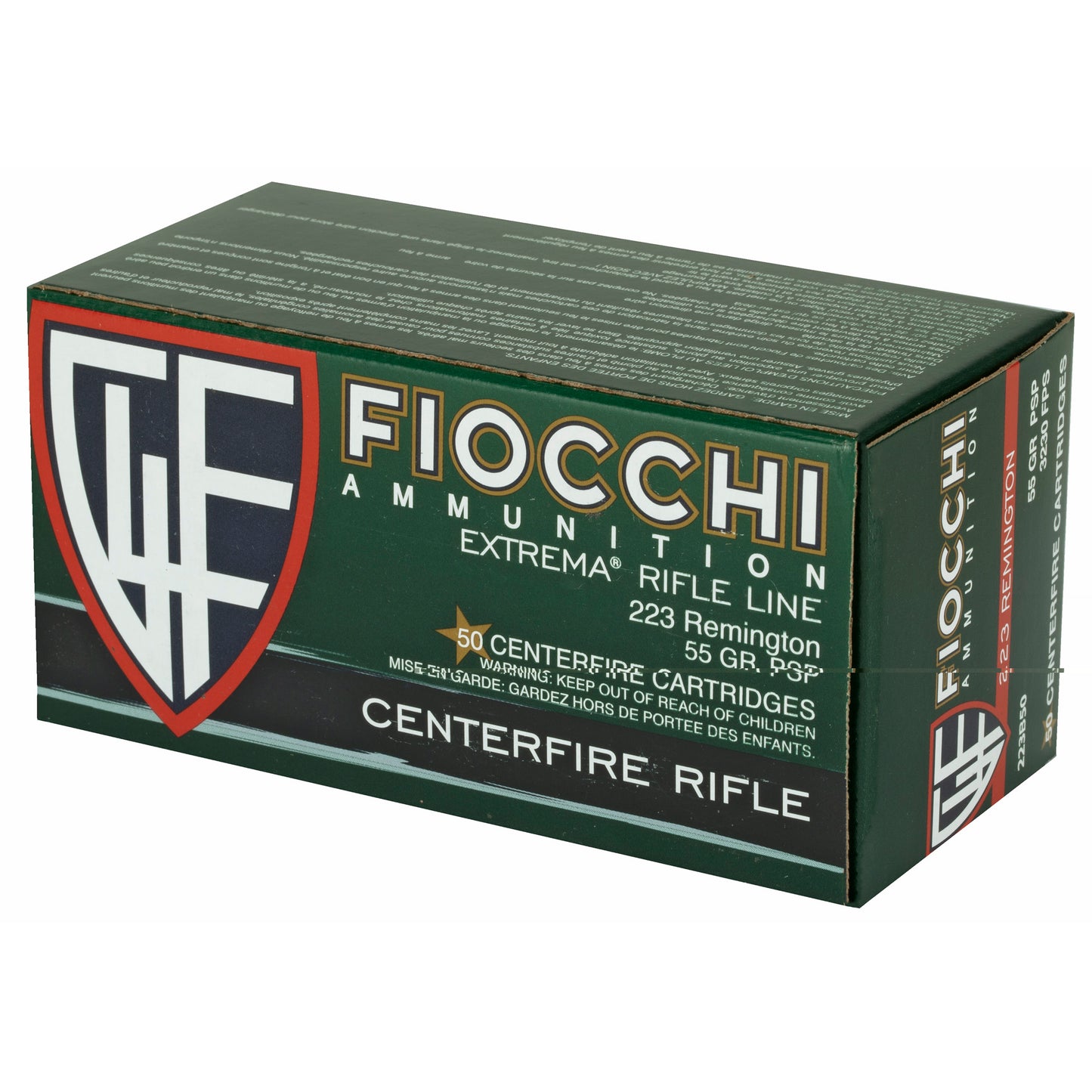 Fiocchi Ammunition, Rifle, .223 Remington, 55 Grain | PSP |  (50 Round Box)