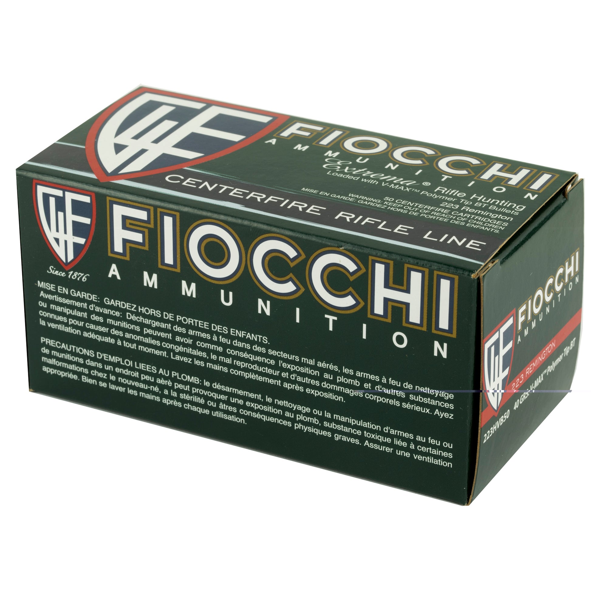 Fiocchi Ammunition, Rifle, 223 Remington, 40 Grain, V-Max, 50 Round Box