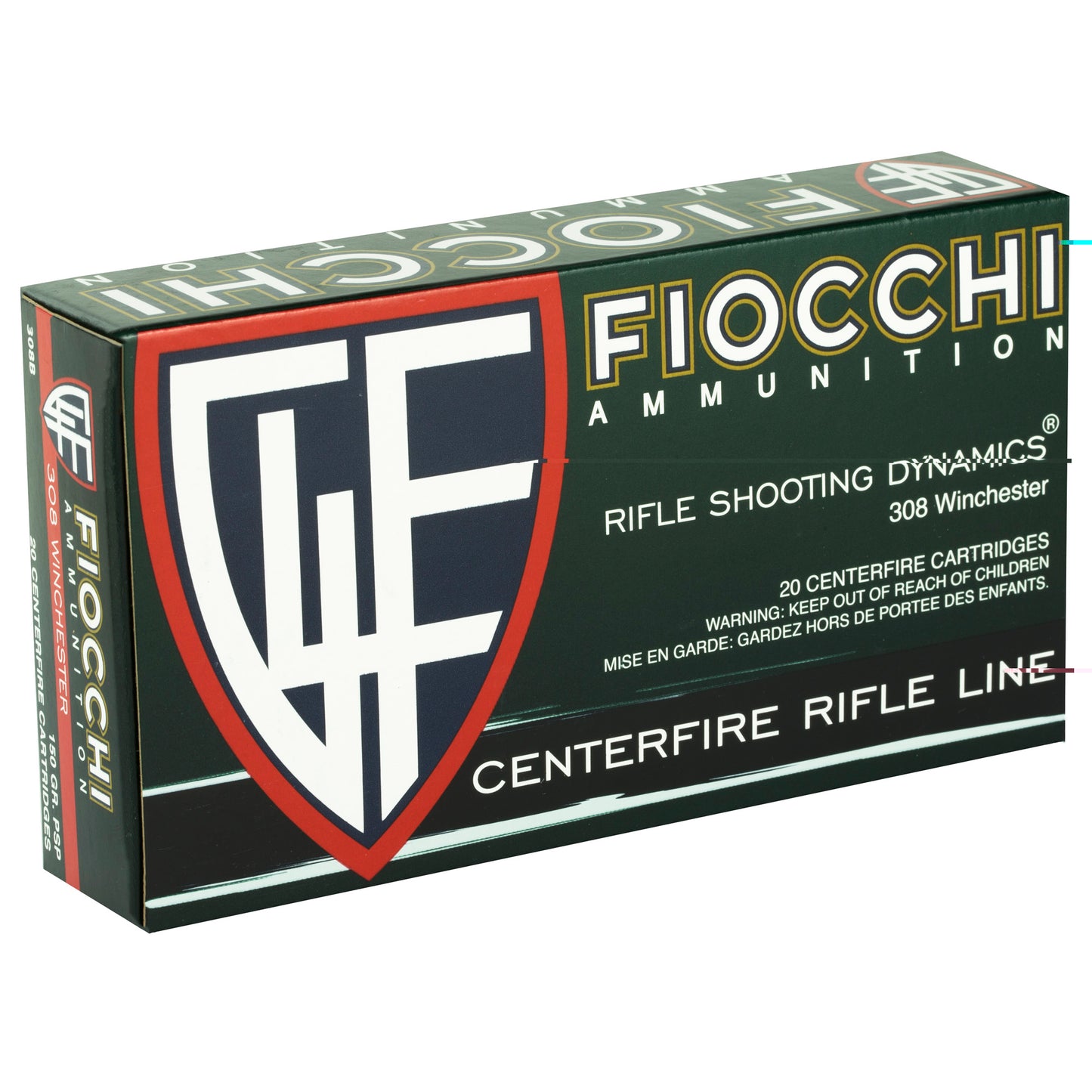 Fiocchi Ammunition, Rifle, 308WIN, 150 Grain, Pointed Soft Point, 20 Round Box