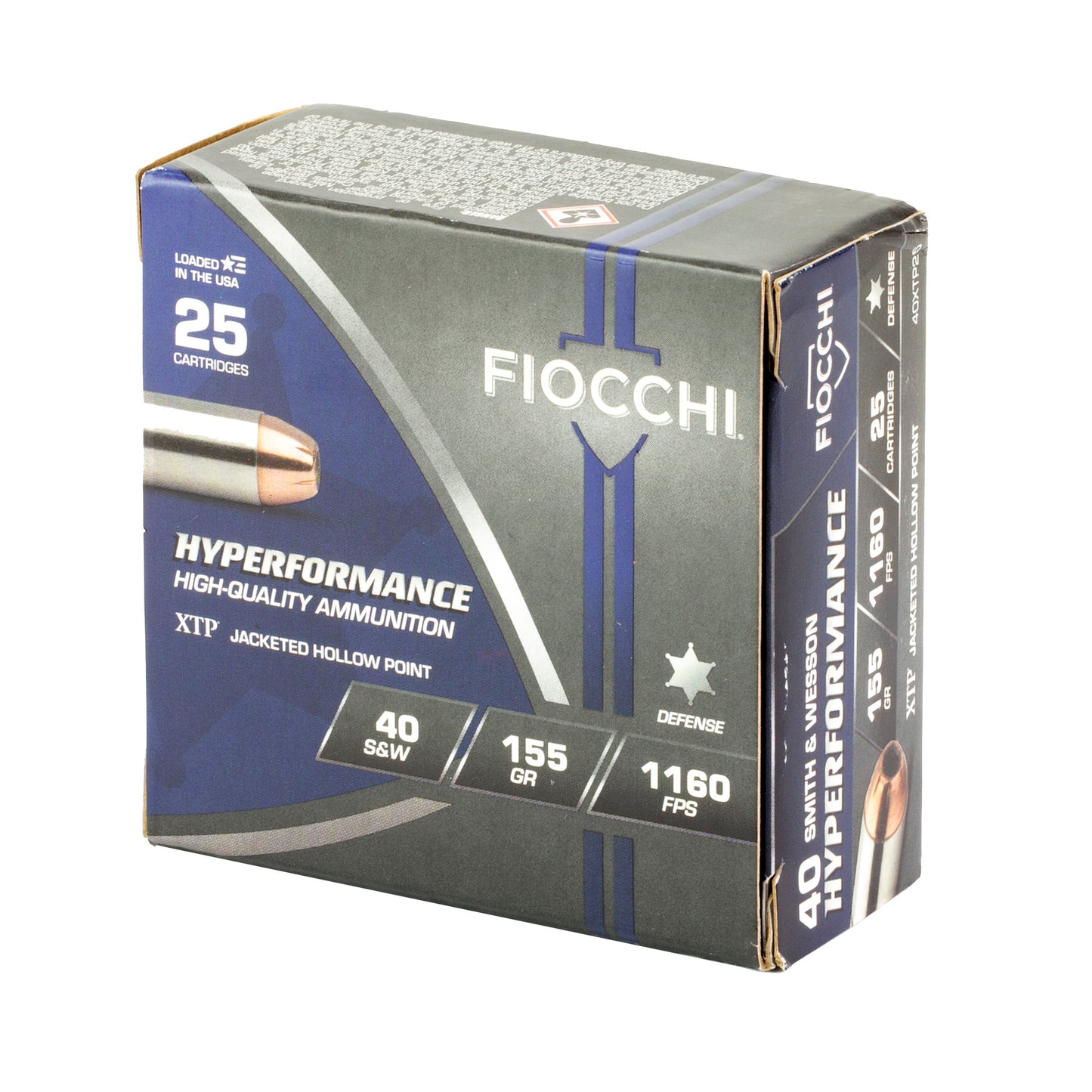 Fiocch, Hyperformance, .40 S&W, Extreme Terminal Performance, XTP, 155 Grain | Jacketed Hollow Point, JHP | 25 Rounds per Box