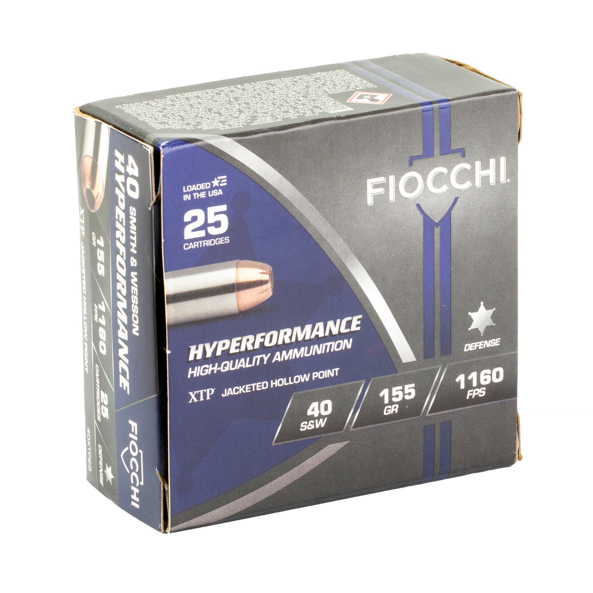 Fiocch, Hyperformance, .40 S&W, Extreme Terminal Performance, XTP, 155 Grain | Jacketed Hollow Point, JHP | 25 Rounds per Box