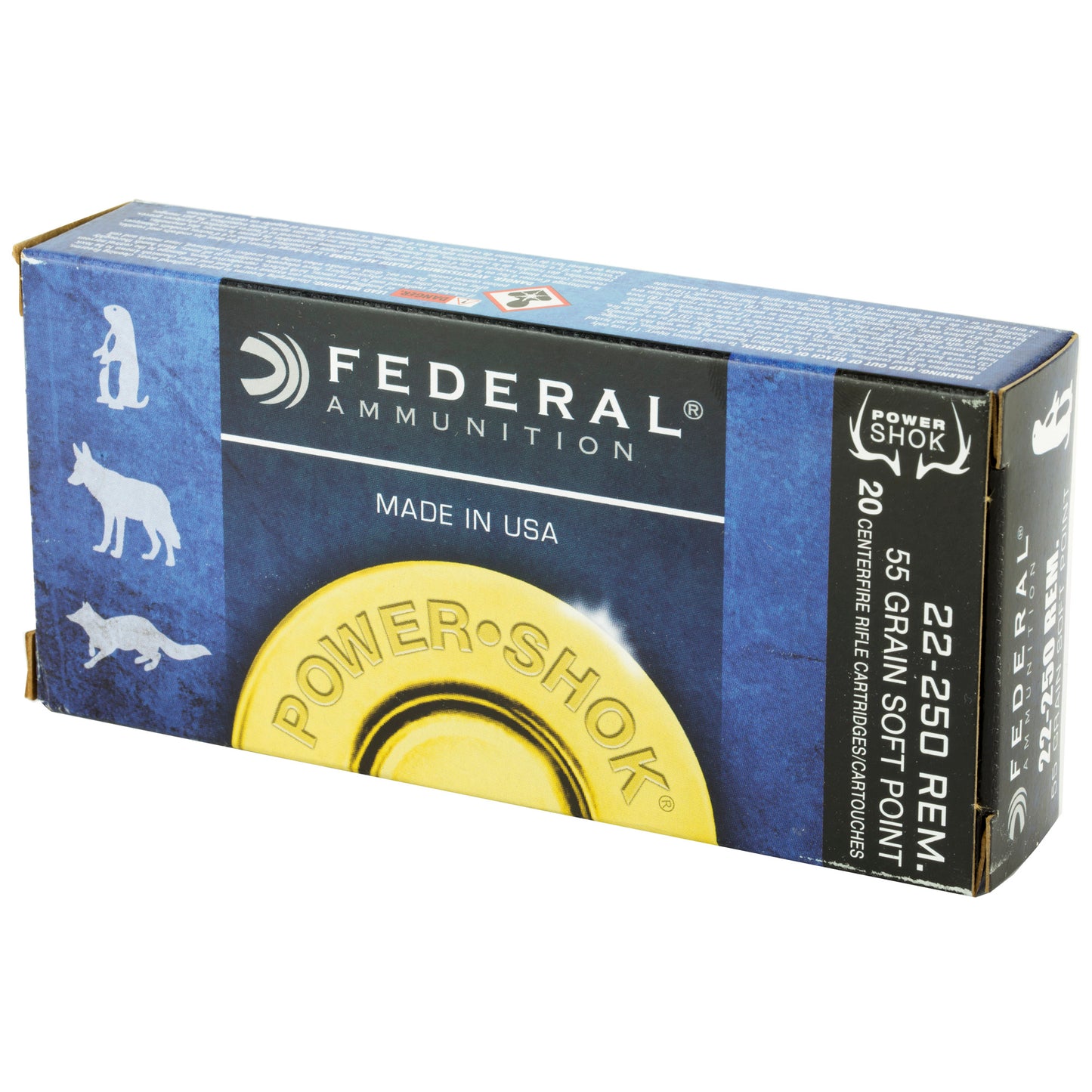 Federal, PowerShok, 22-250, 55 Grain, Soft Point, (20 Round Box)