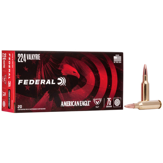 Federal, American Eagle, 224 Valkyrie, 75 Grain, Total Metal Jacket, (20 Round Box)