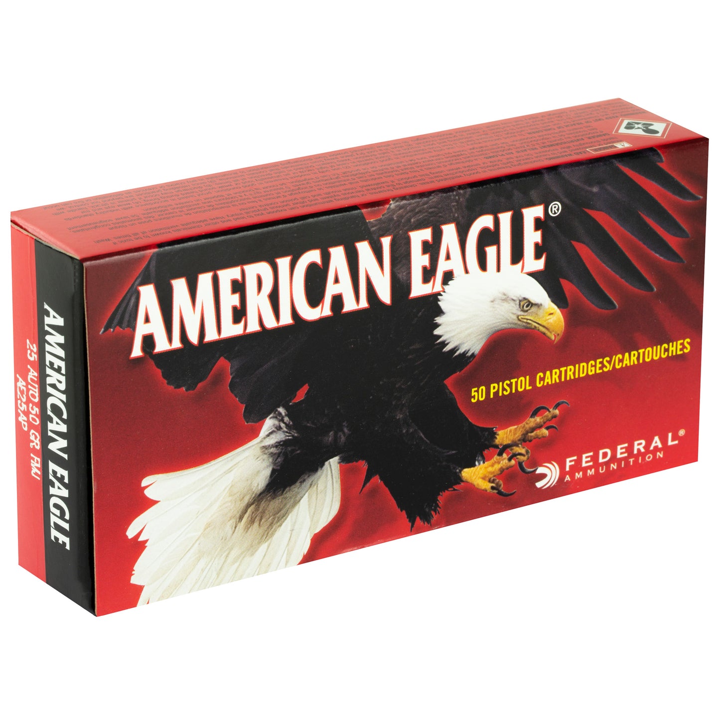 Federal, American Eagle .25, Automatic Colt Pistol, ACP, 50 Grain | Full Metal Jacket, FMJ | 50 Rounds per Box