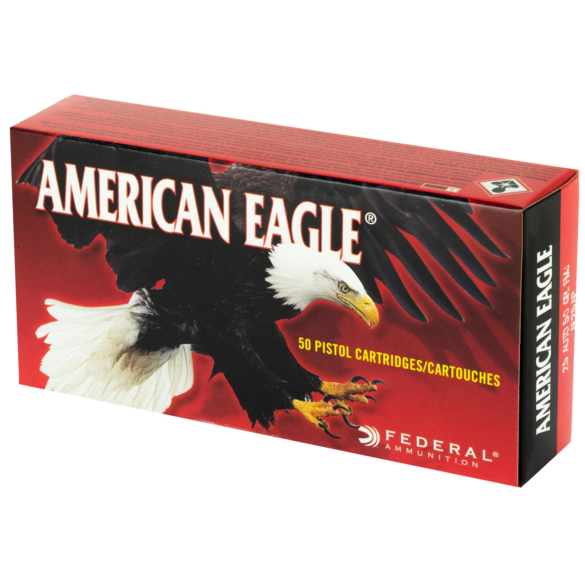 Federal, American Eagle .25, Automatic Colt Pistol, ACP, 50 Grain | Full Metal Jacket, FMJ | 50 Rounds per Box