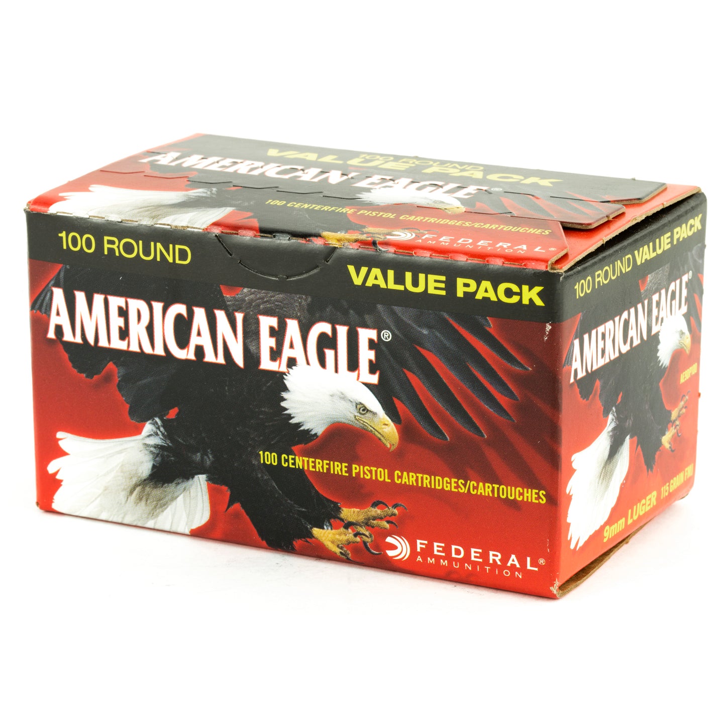 Federal, America Eagle, 9mm Luger, 115 Grain | Full Metal Jacket, FMJ | 100 Round Box