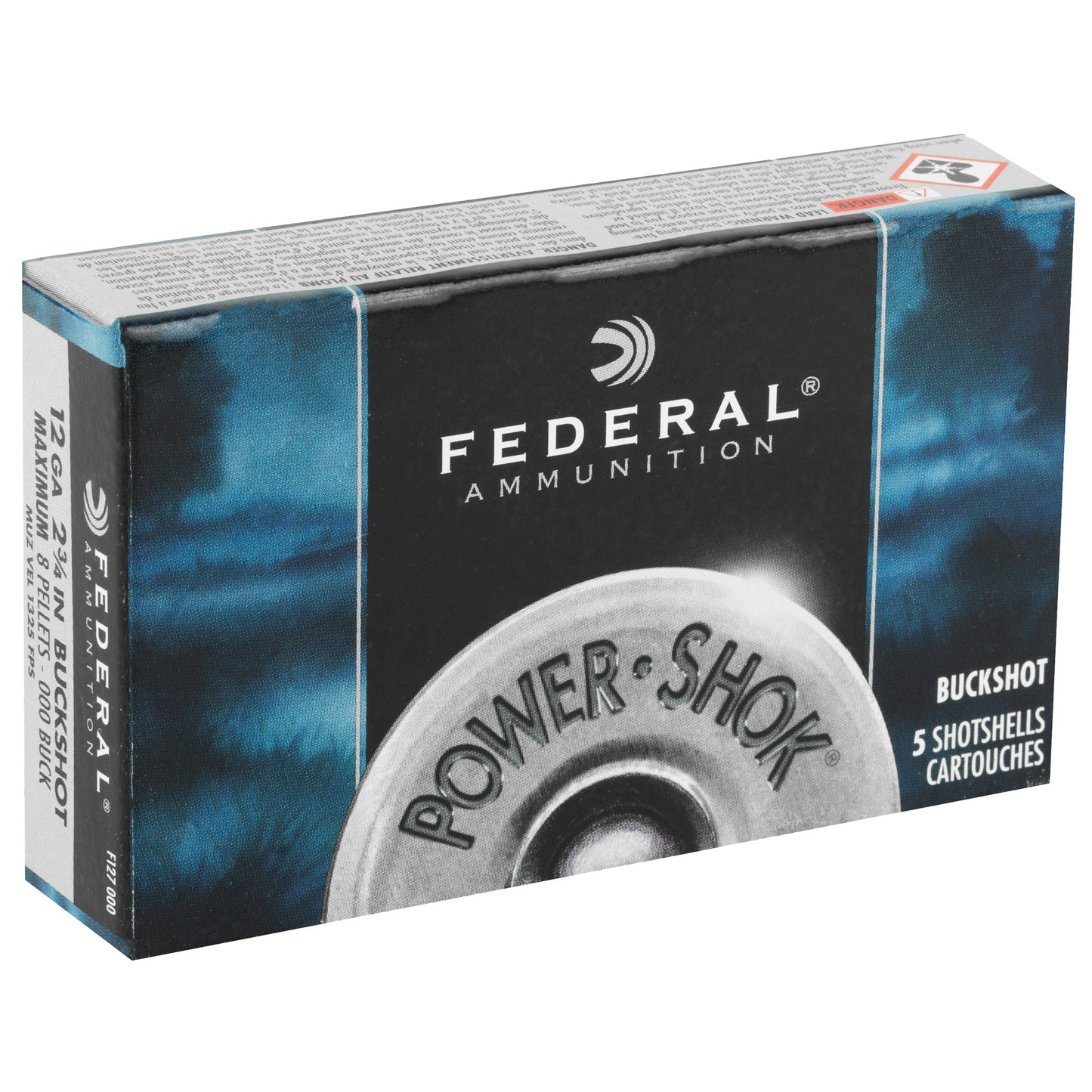 Federal, PowerShok, 12 Gauge, 2.75", 000 Buck, 8 Pellets  (5 Round Box)