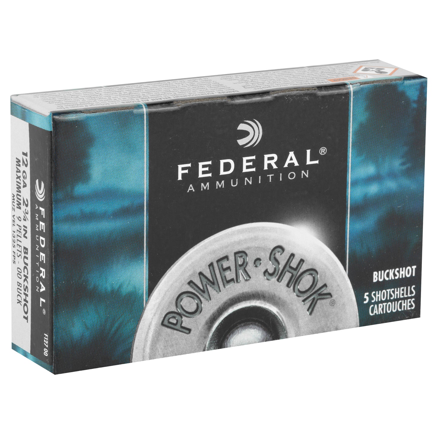 Federal, PowerShok, 12 Gauge, 2.75", 00 Buck, Max Dram, Buckshot, 9 Pellets  (5 Round Box)