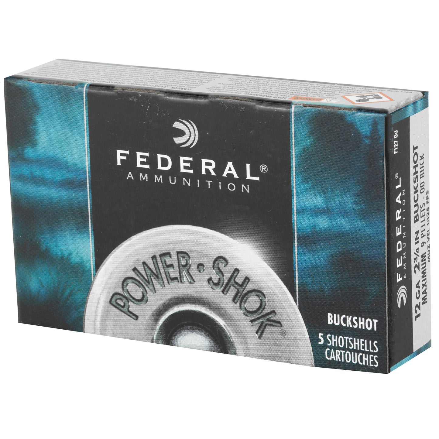 Federal, PowerShok, 12 Gauge, 2.75", 00 Buck, Max Dram, Buckshot, 9 Pellets  (5 Round Box)