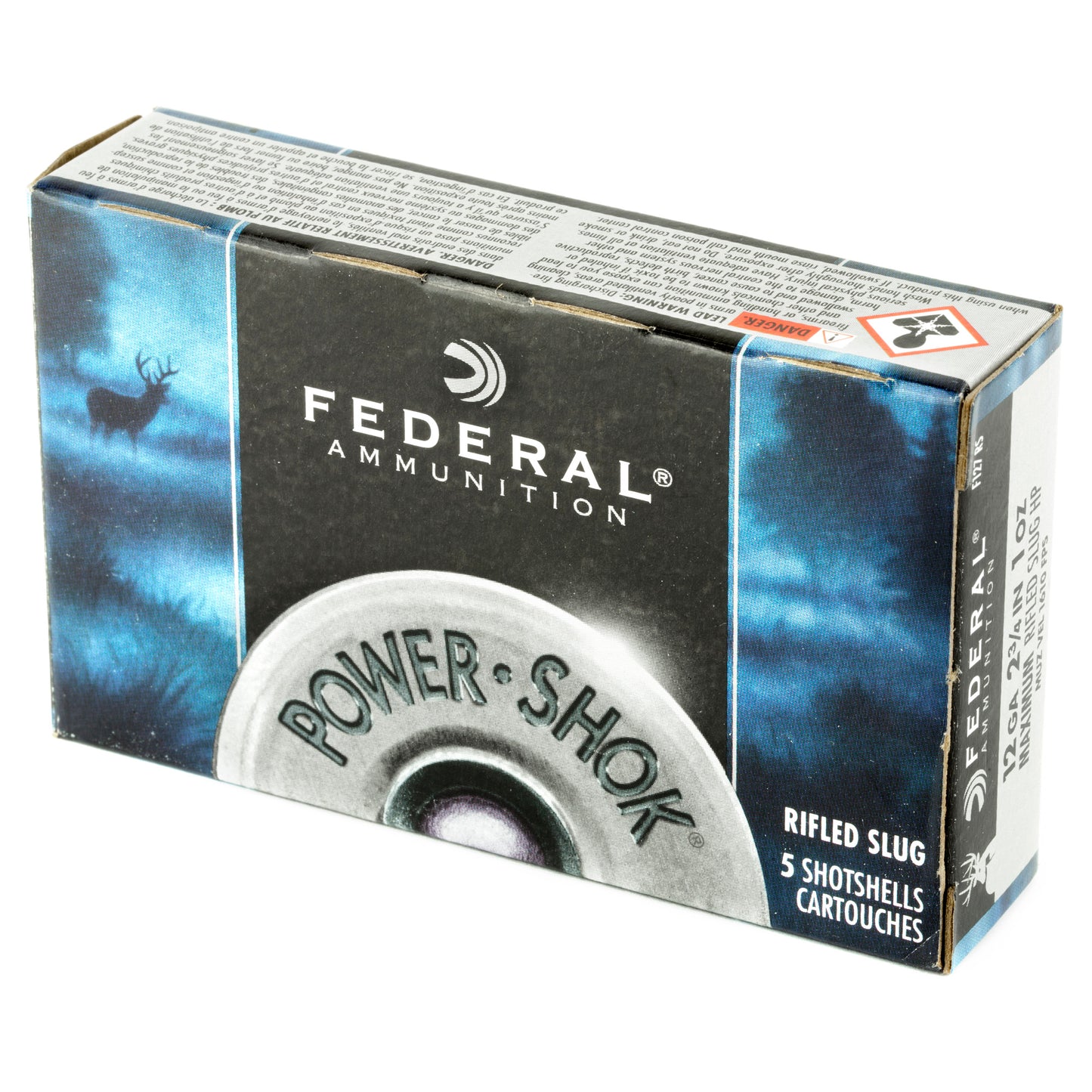 Federal, PowerShok, 12 Gauge, 2.75", 1oz., Rifled Hollow Point Slug  (5 Round Box)