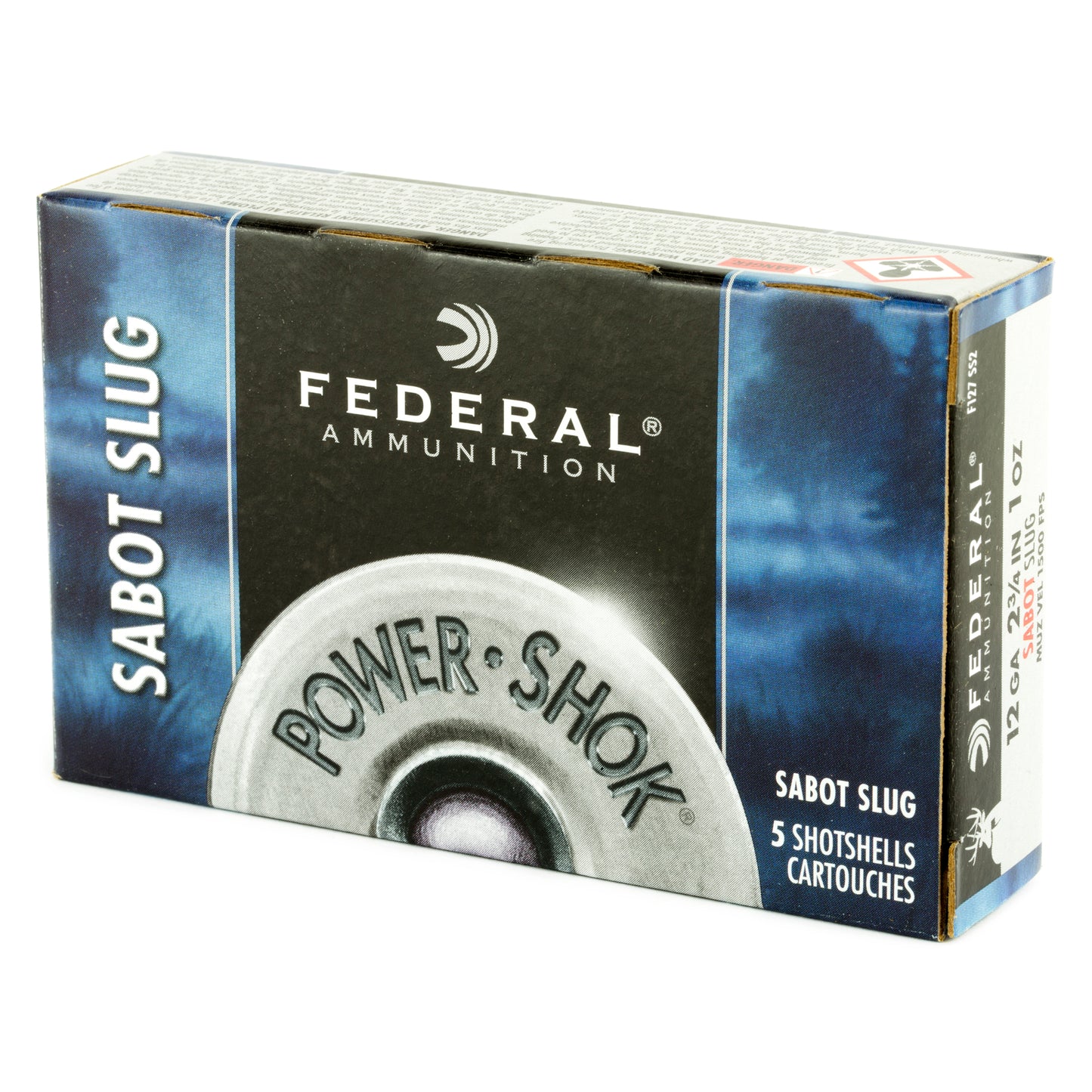 Federal, PowerShok, 12 Gauge, 2.75", Max Dram, 1oz, Sabot Slug, Hollow Point  (5 Round Box)