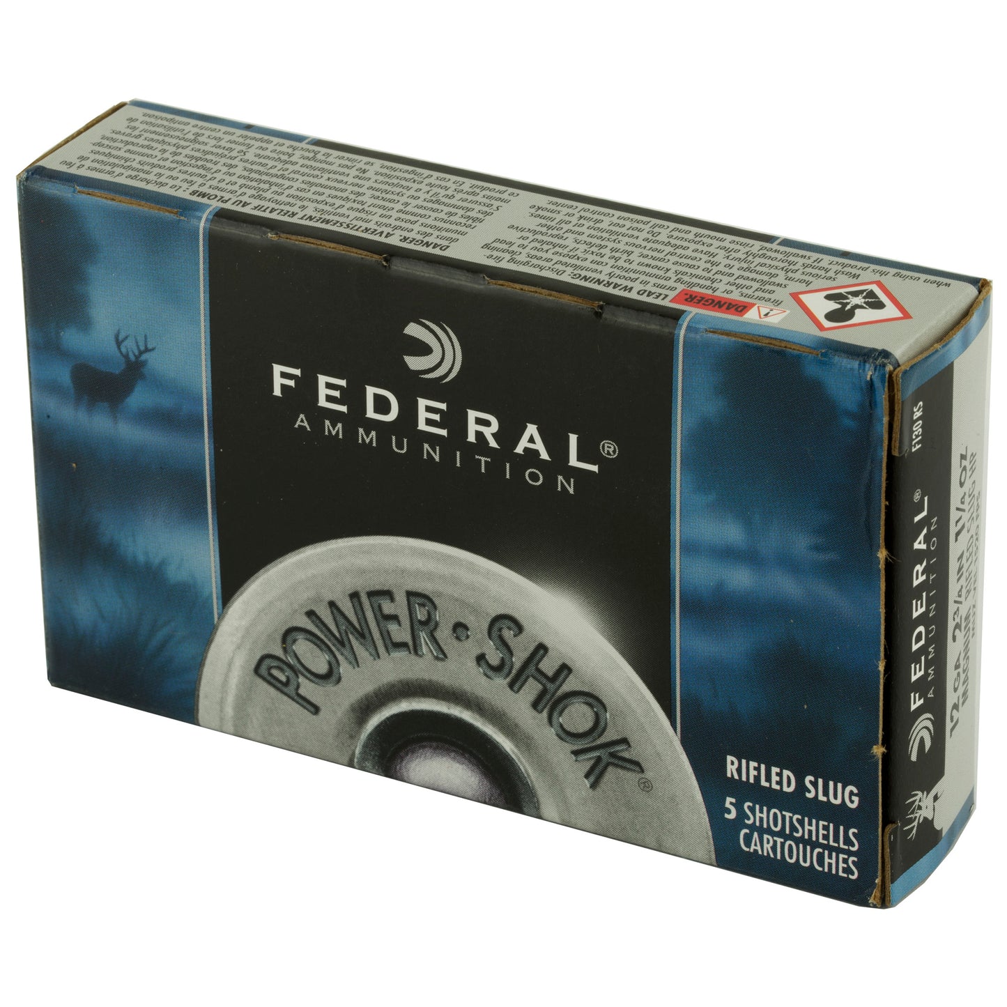 Federal, PowerShok, 12 Gauge, 2.75", Mag Dram, 1.25oz, Rifled Slug, Hollow Point  (5 Round Box)