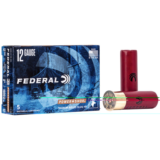 Federal, PowerShok, 12 Gauge, 3", Mag Dram, 1.25oz, Rifled Slug, Hollow Point  (5 Round Box)