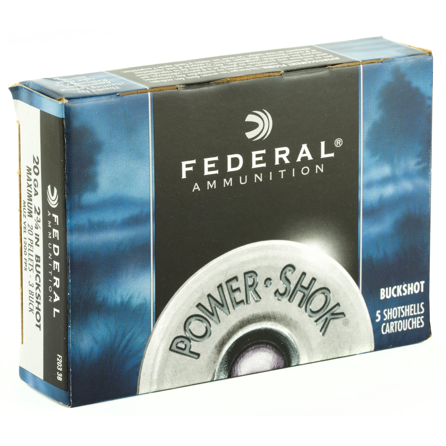 Federal, PowerShok, 20 Gauge, 2.75", 3 Buck, Max Dram, Buckshot, 20 Pellets  (5 Round Box)