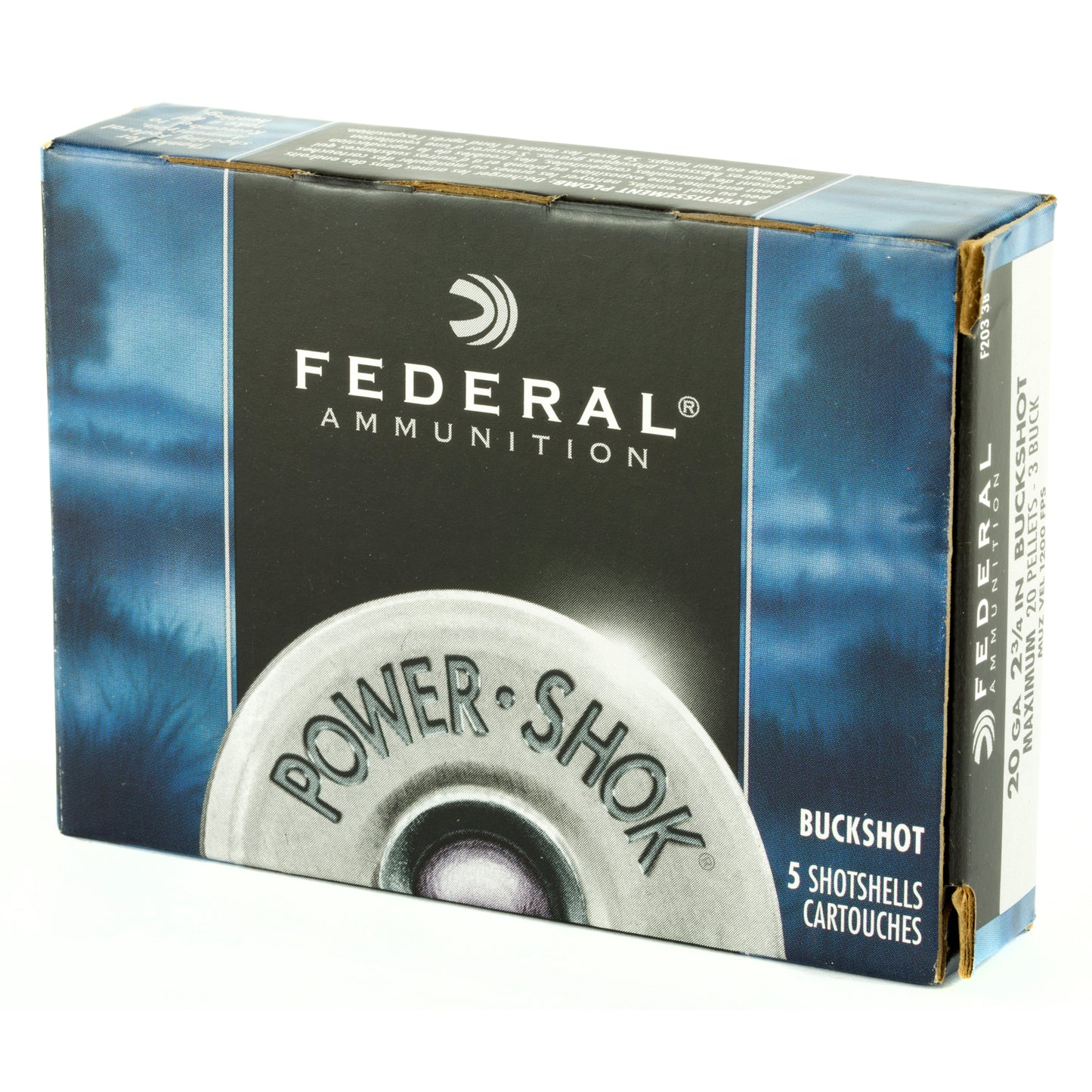 Federal, PowerShok, 20 Gauge, 2.75", 3 Buck, Max Dram, Buckshot, 20 Pellets  (5 Round Box)