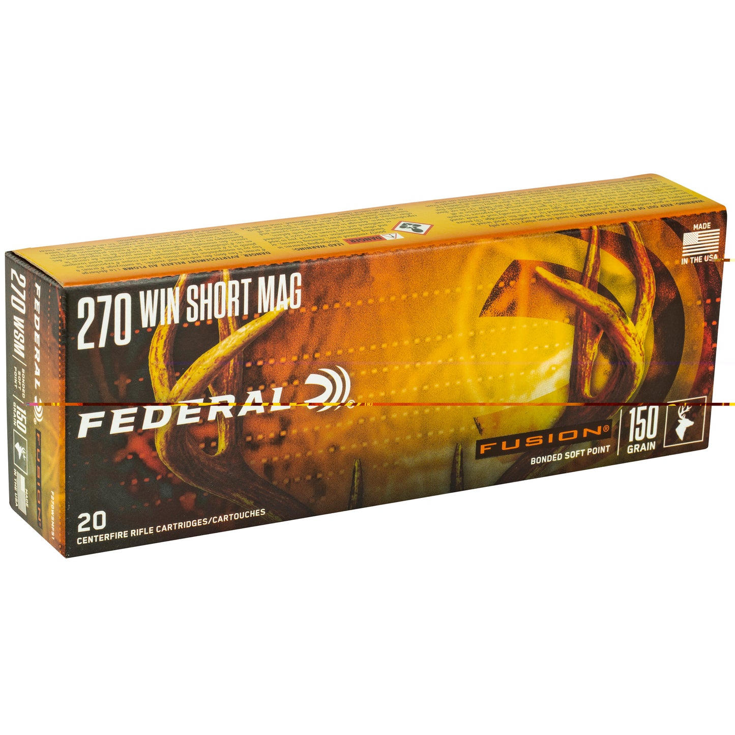 Federal, Fusion, 270 Winchester Short Magnum, 150 Grain, Boat Tail  (20 Round Box)