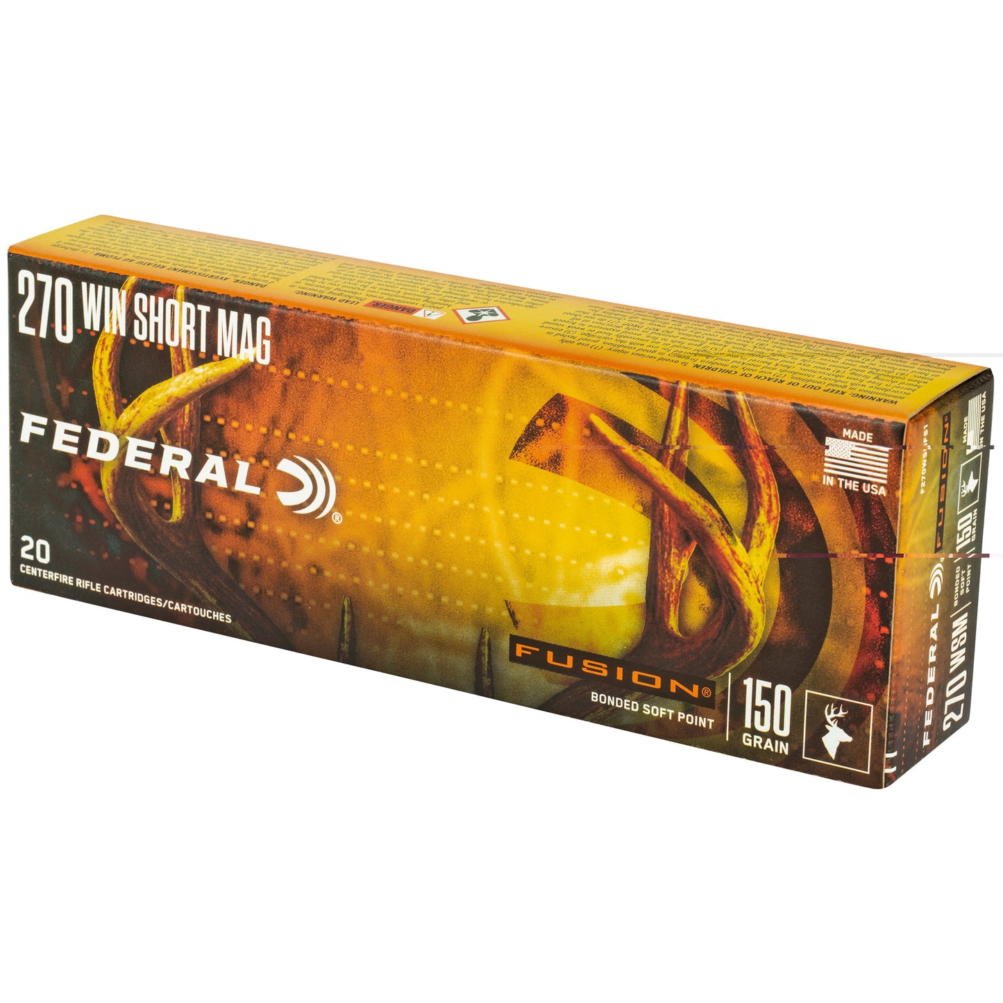 Federal, Fusion, 270 Winchester Short Magnum, 150 Grain, Boat Tail  (20 Round Box)