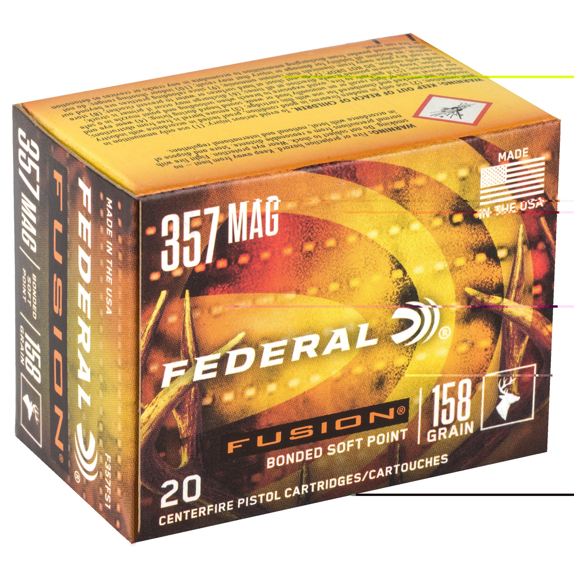 Federal, Fusion, .357 Magnum, 158 Grain | Bonded Soft Point, BSP | 20 Rounds per Box