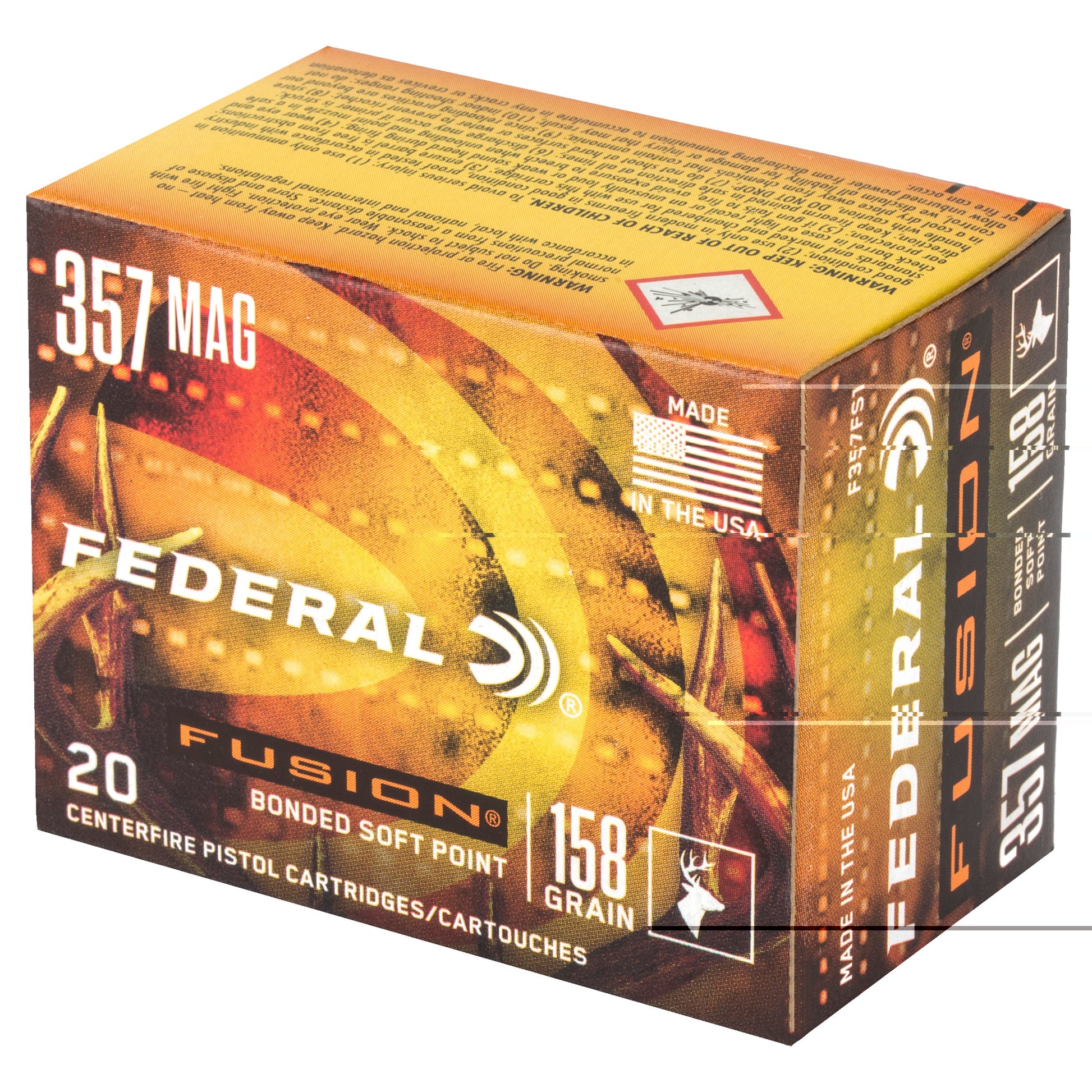 Federal, Fusion, .357 Magnum, 158 Grain | Bonded Soft Point, BSP | 20 Rounds per Box