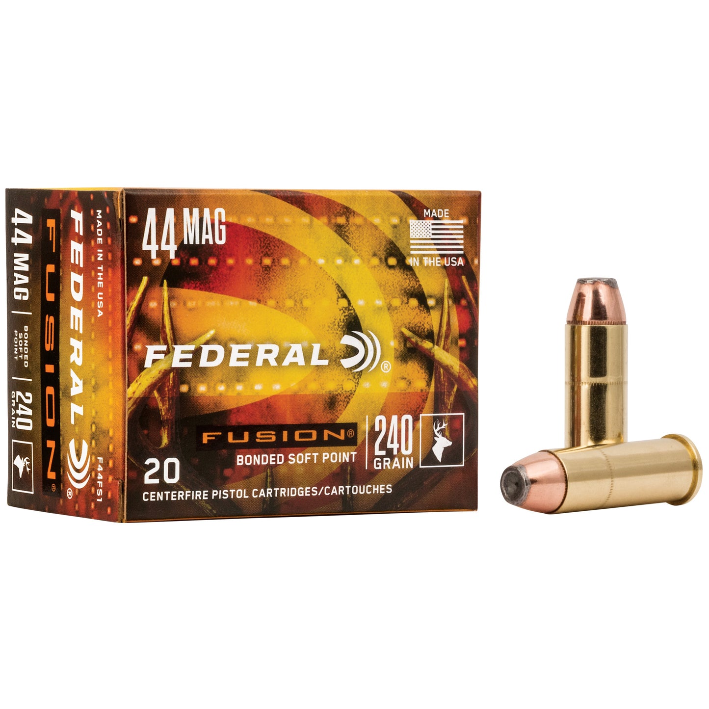 Federal, Fusion, 44 Magnum, 240grain | Bonded Soft Point, BSP | 20 Rounds per Box