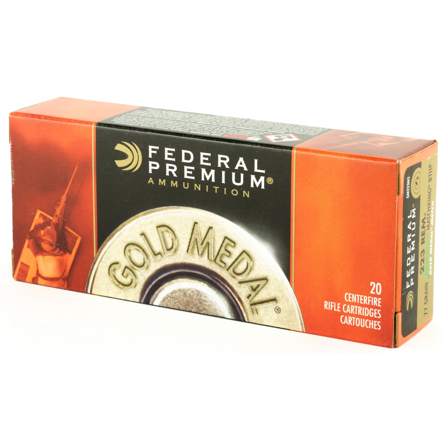 Federal, Gold Medal Match, 223 Remington, 77 Grain, Boat Tail Hollow Point, 20 Round Box